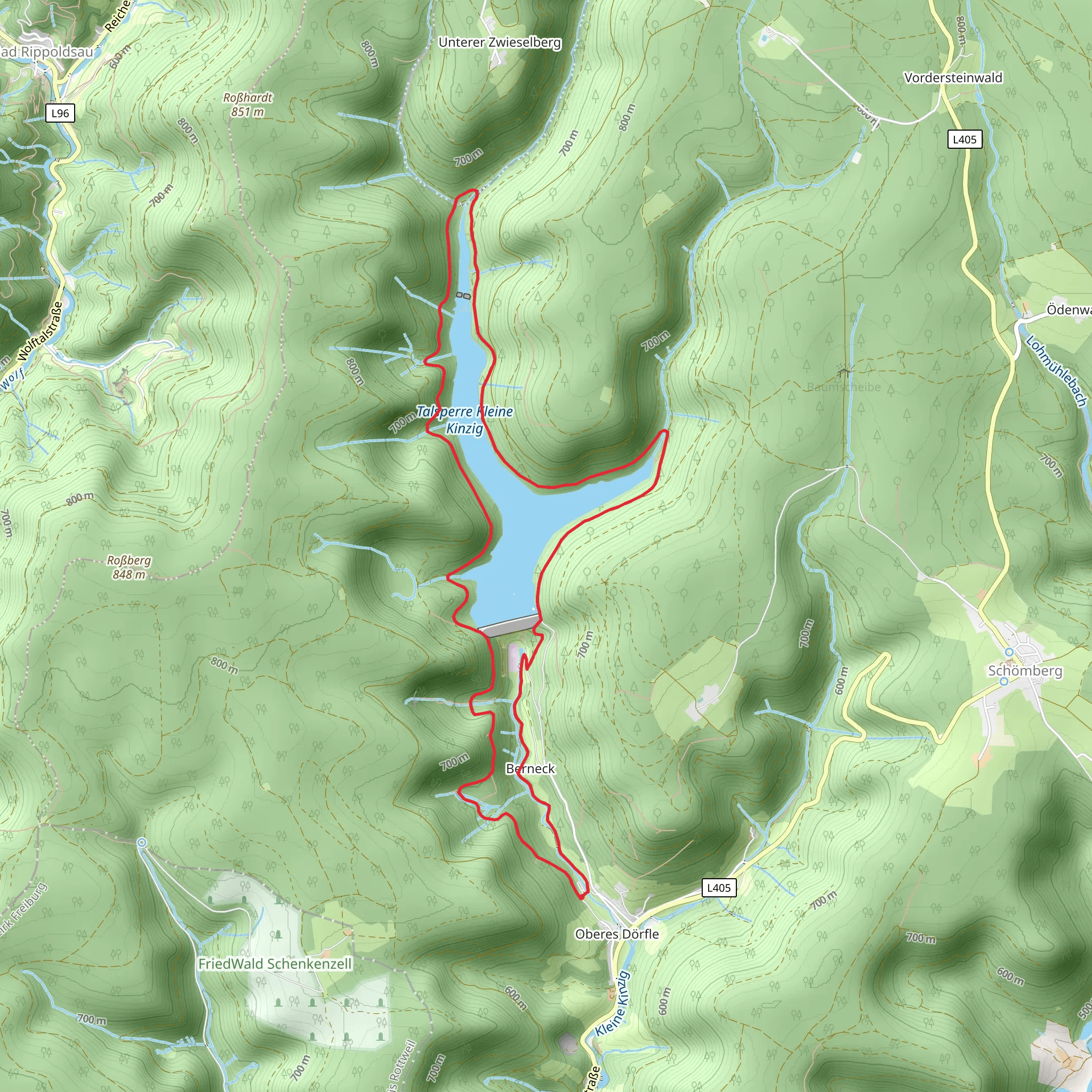 Kleine Kinzig Loop via Reinerzauer Rötenbächle mobile static map