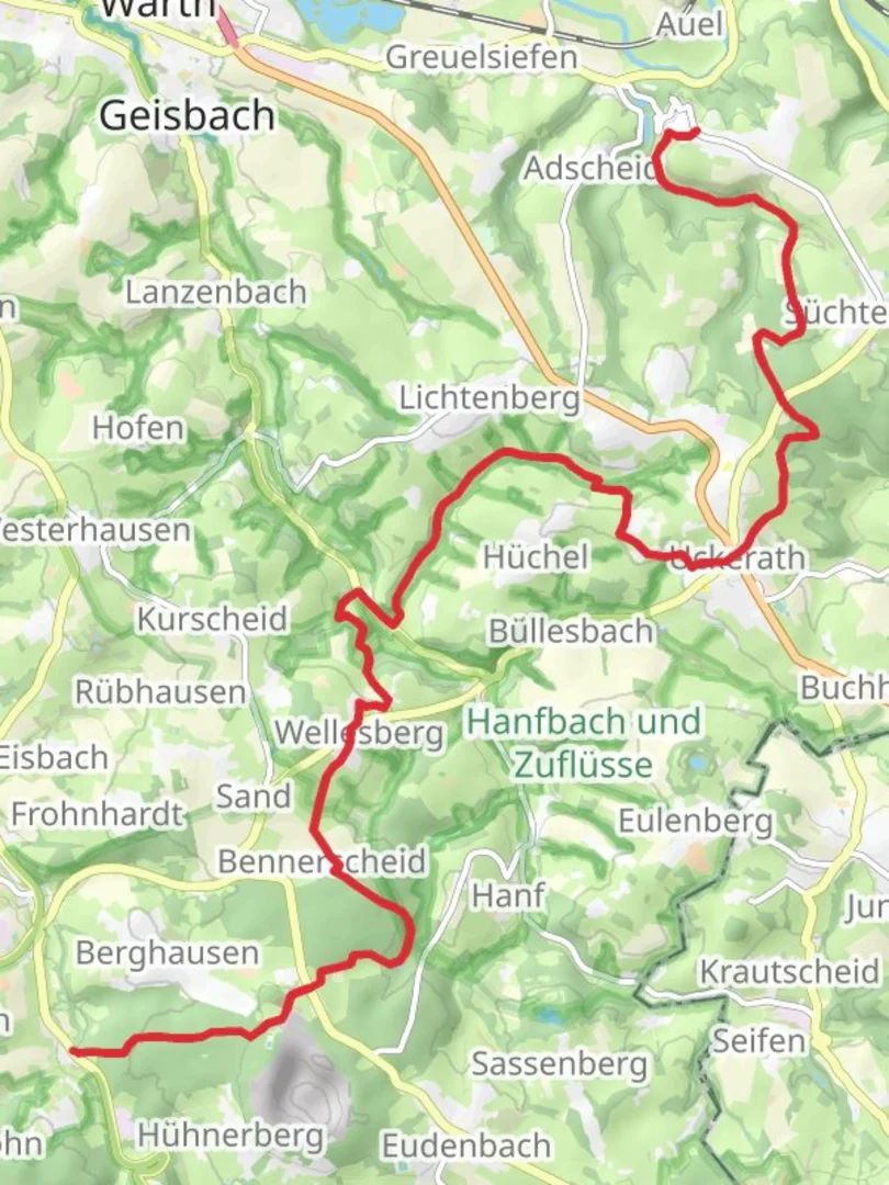 An image depicting the trail Stadt Blankenberg to Nonnenberg Walk and its surrounding area.
