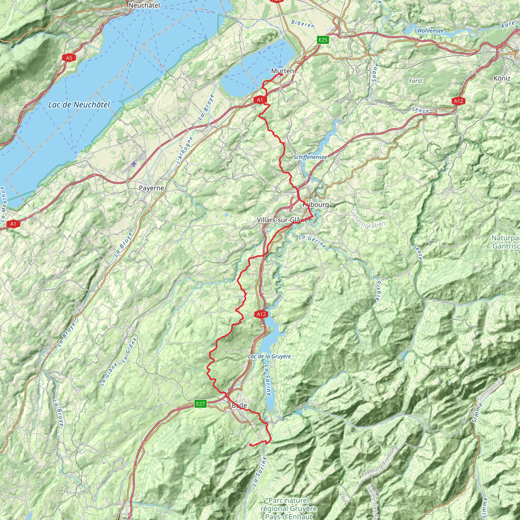 Fribourg en diagonale mobile static map