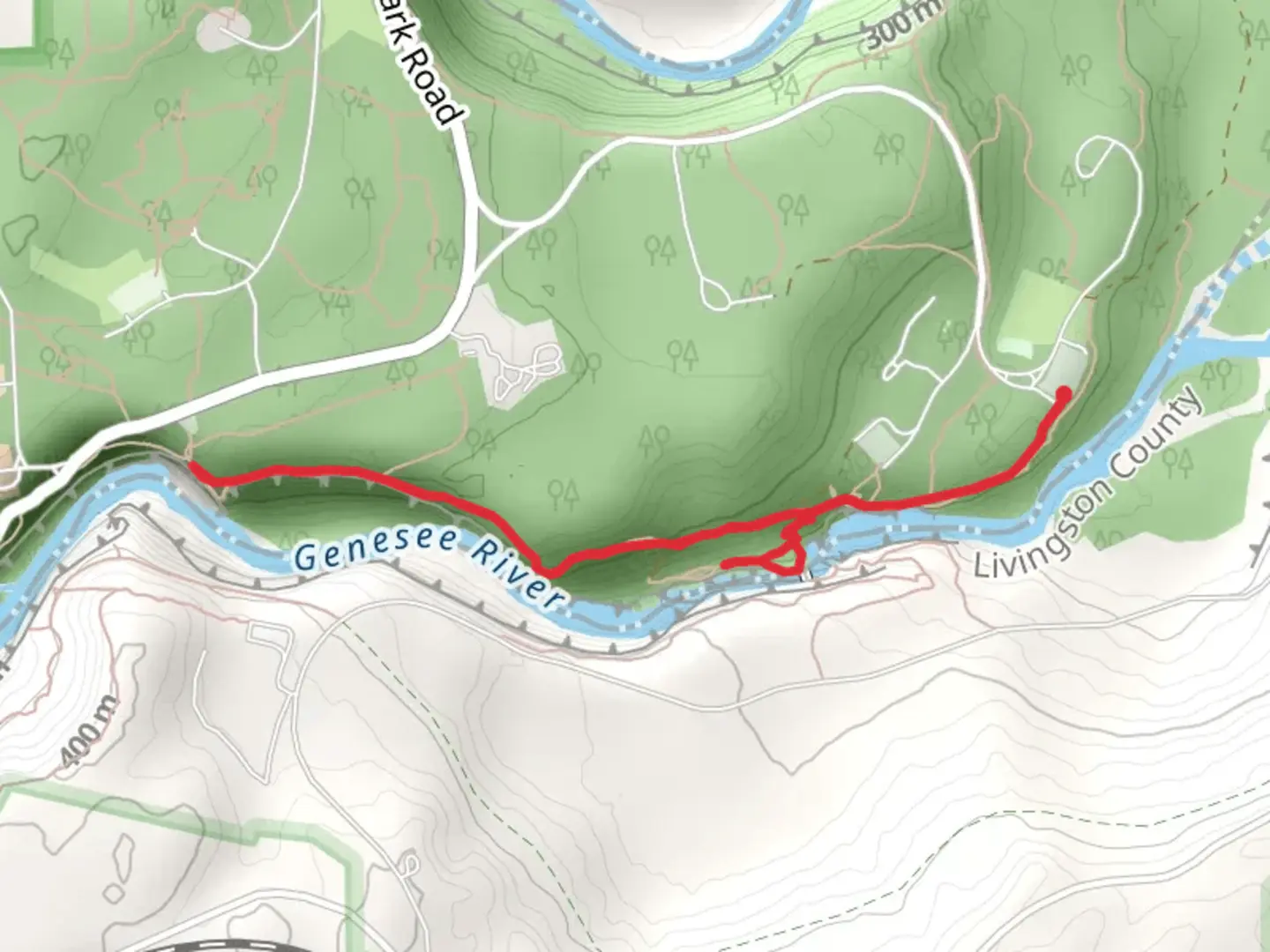 An image depicting the trail Lower Falls and Gorge Trail and its surrounding area.
