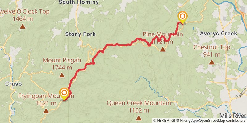 Mountains-to-Sea Trail stage 12 Map