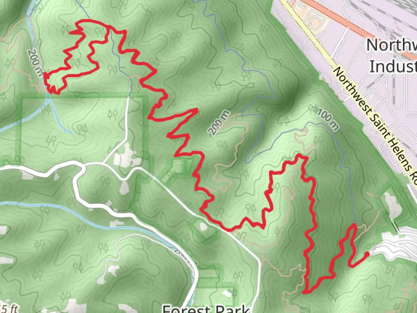 An image depicting the trail Wildwood Trail Loop and its surrounding area.