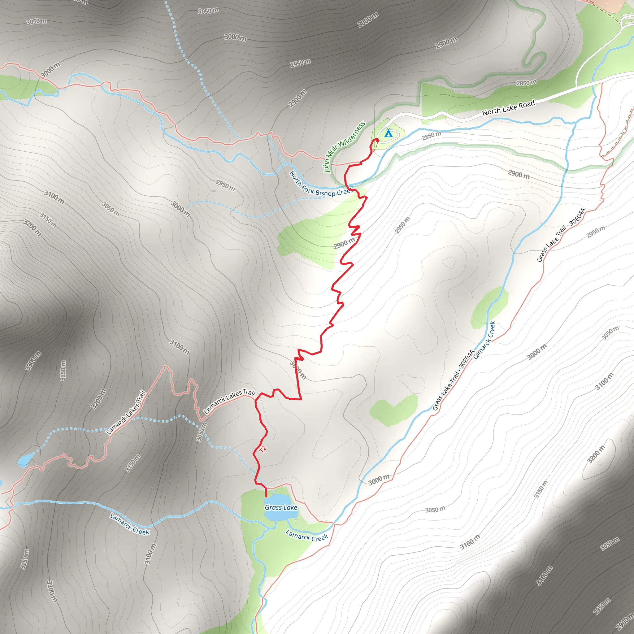 Grass Lake from North Lake Campground mobile static map