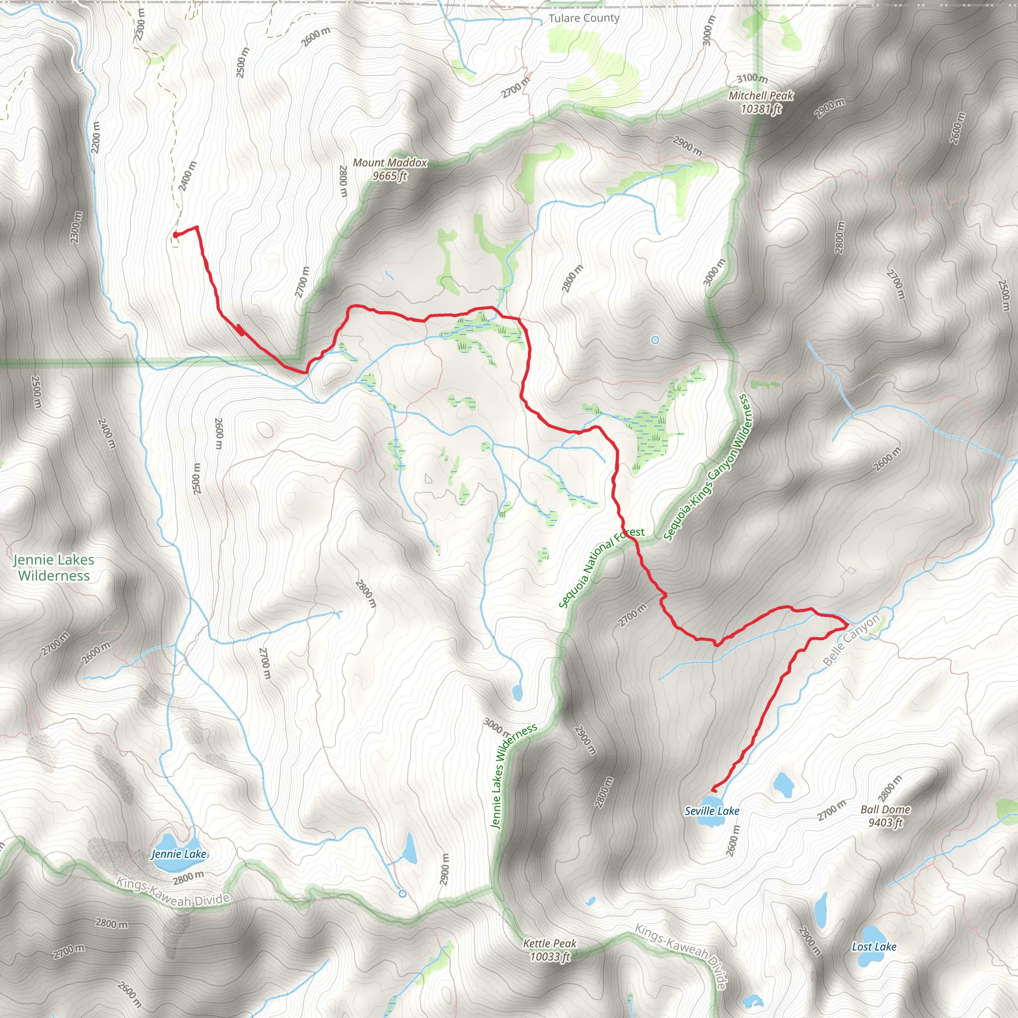 Seville Lake via Rowell Creek mobile static map
