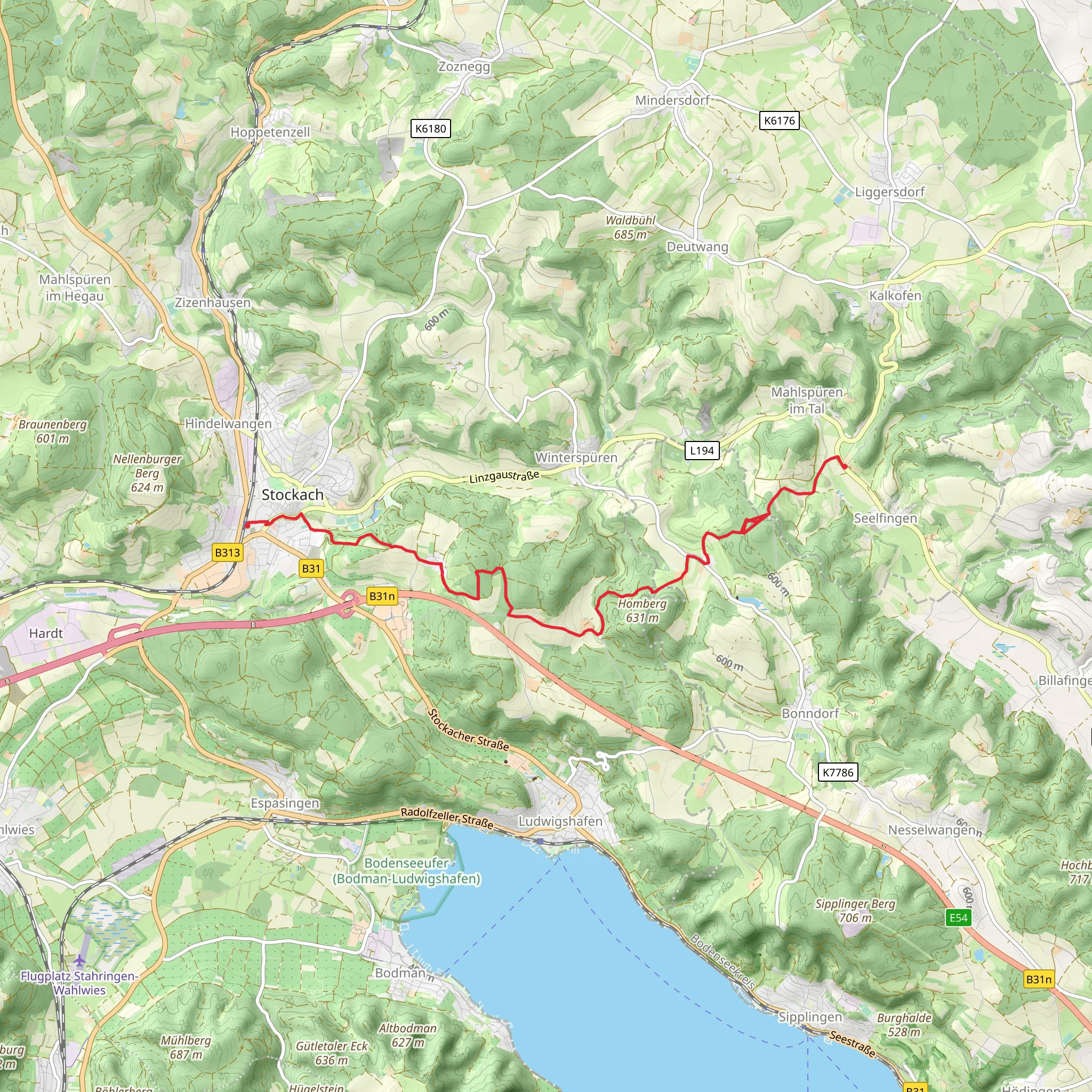 Neumuehle to Stockach via Heuberg - Allgaeu Weg mobile static map