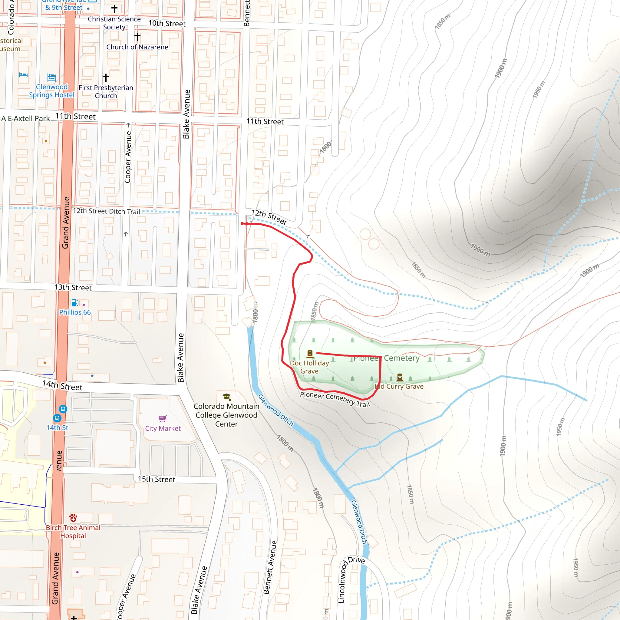 Pioneer Cemetery Trail mobile static map