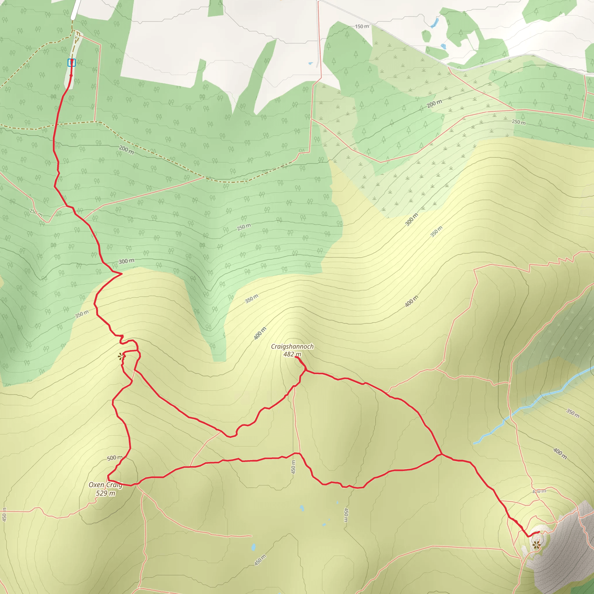 Oxen Craig and Mither Tap Loop mobile static map