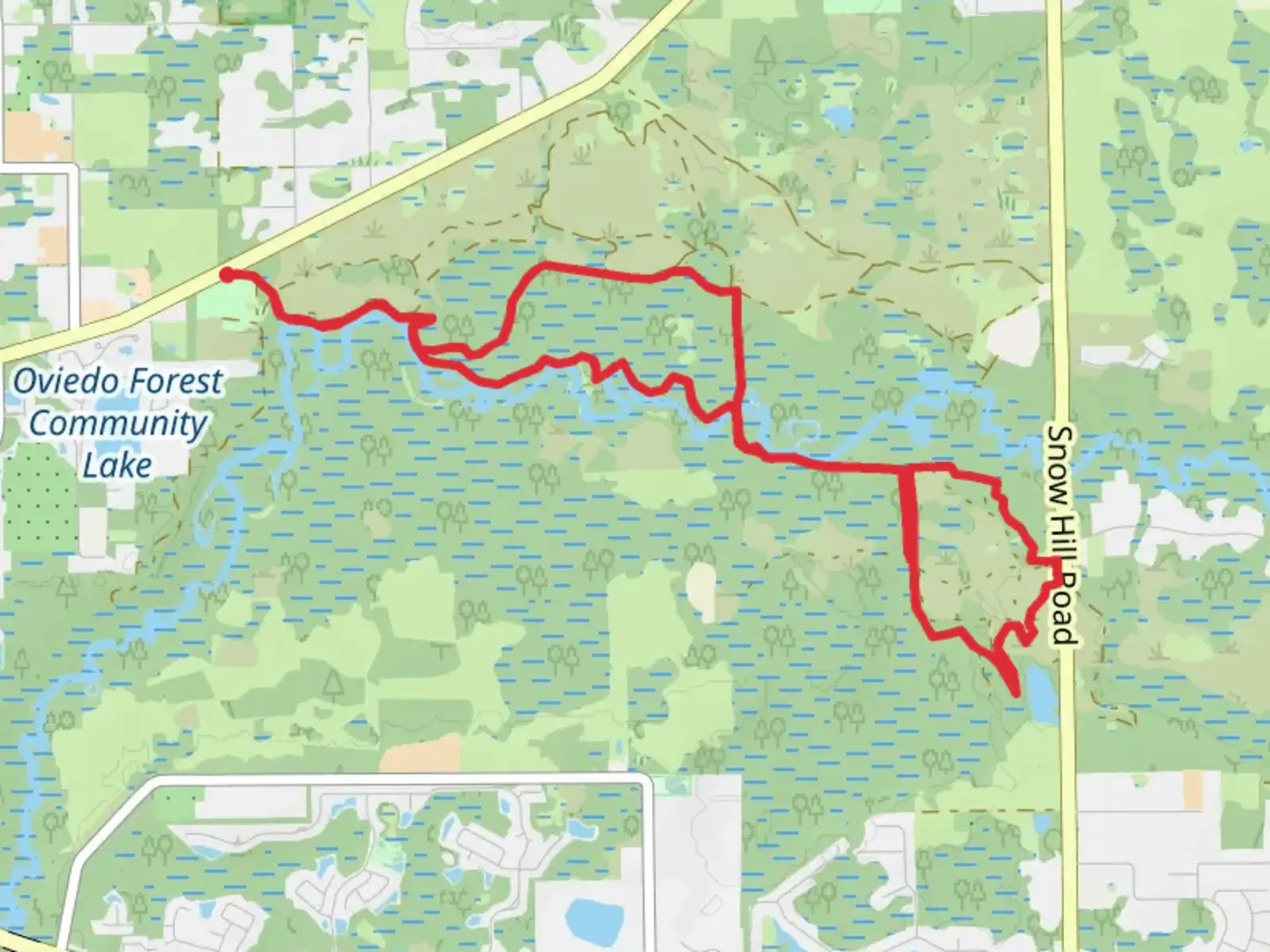 An image depicting the trail Kolokee Trail, Yahoo and Snake Loop and its surrounding area.
