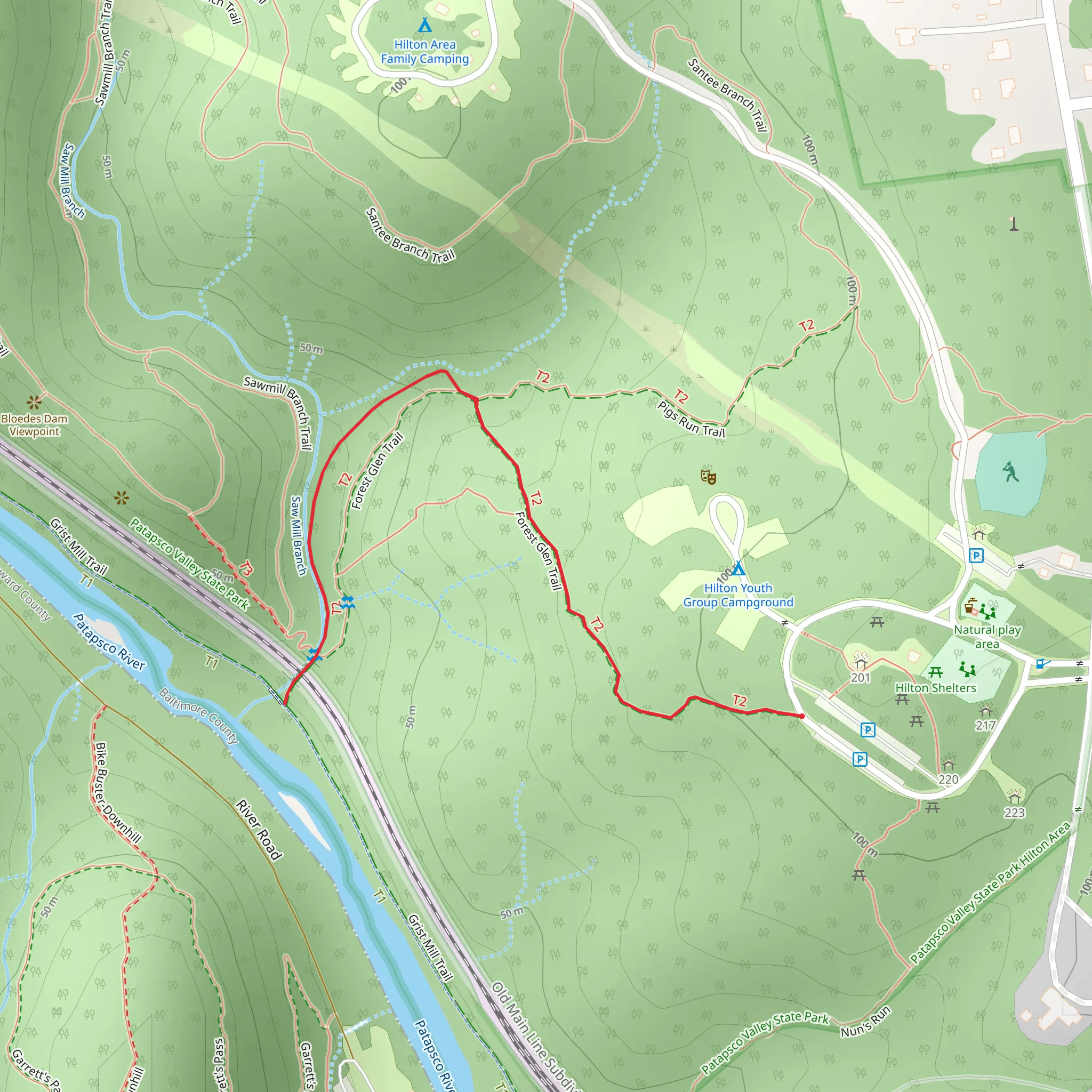 Forest Glen Trail mobile static map