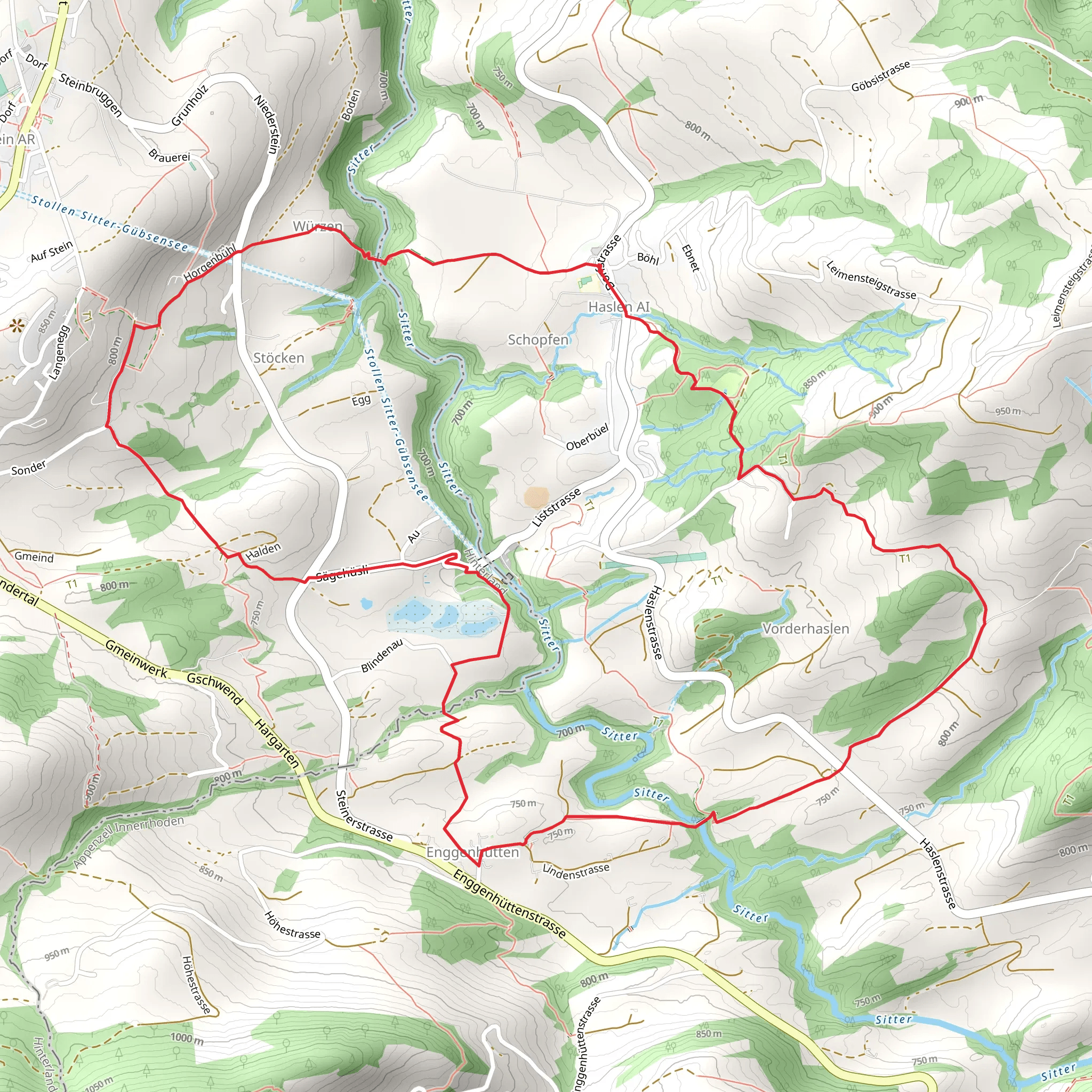 Haslen to Enggenhütten Loop mobile static map