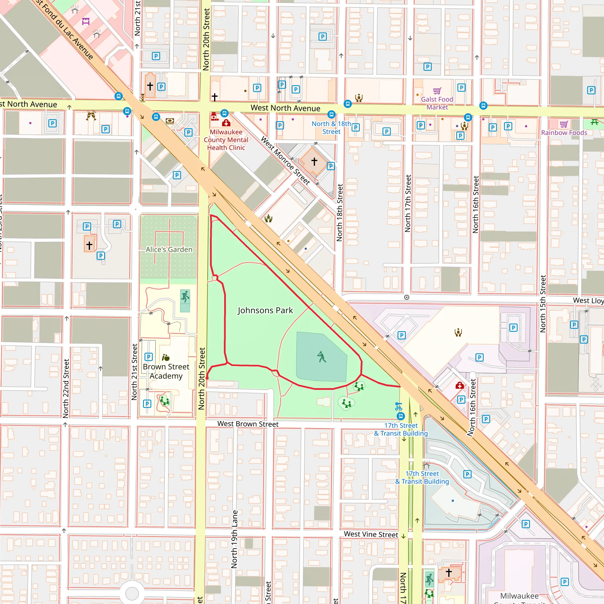 Johnsons Park Loop Walk mobile static map