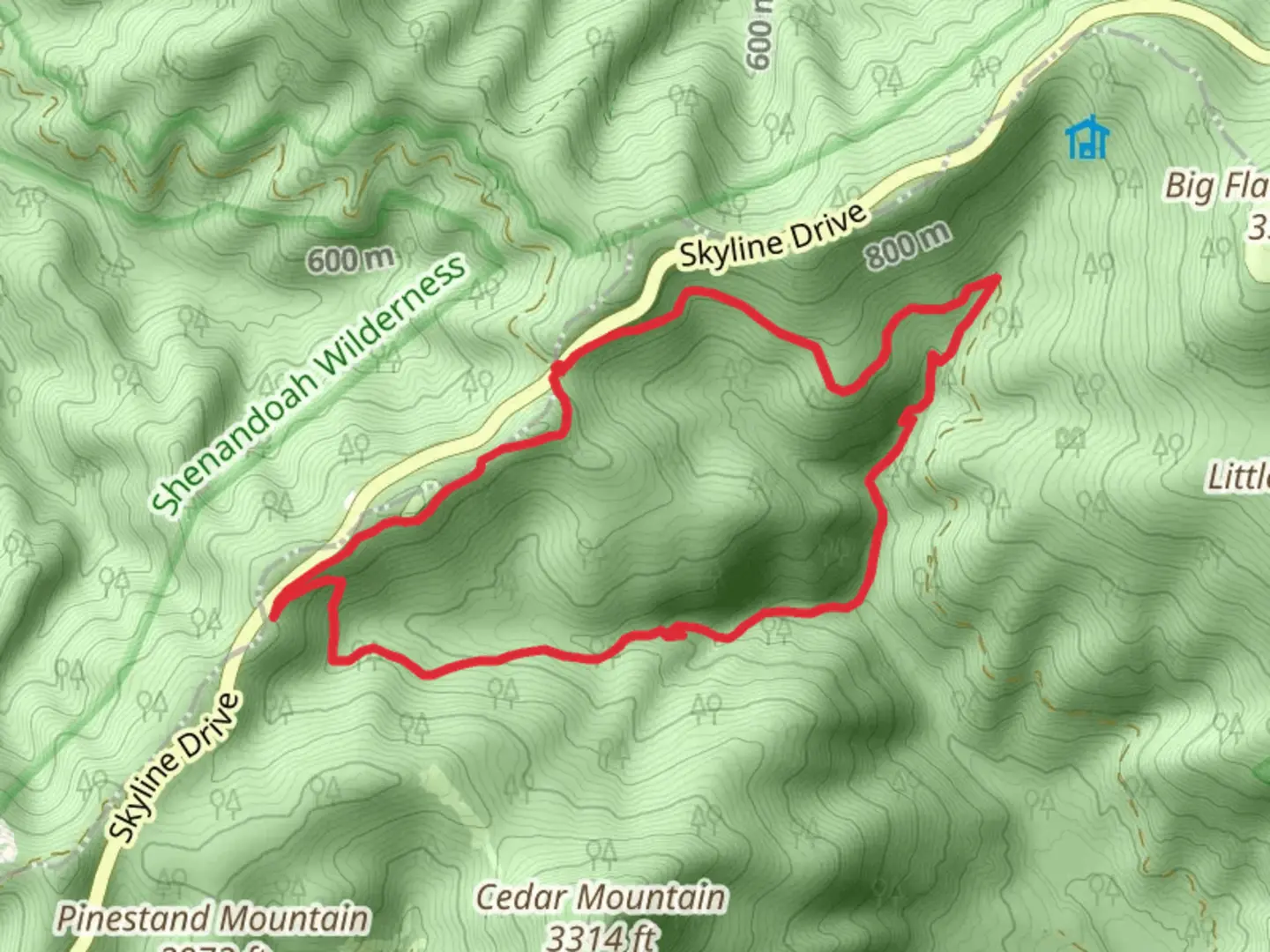 An image depicting the trail Jones Run Trail and Browns Gap Fire Road Loop and its surrounding area.