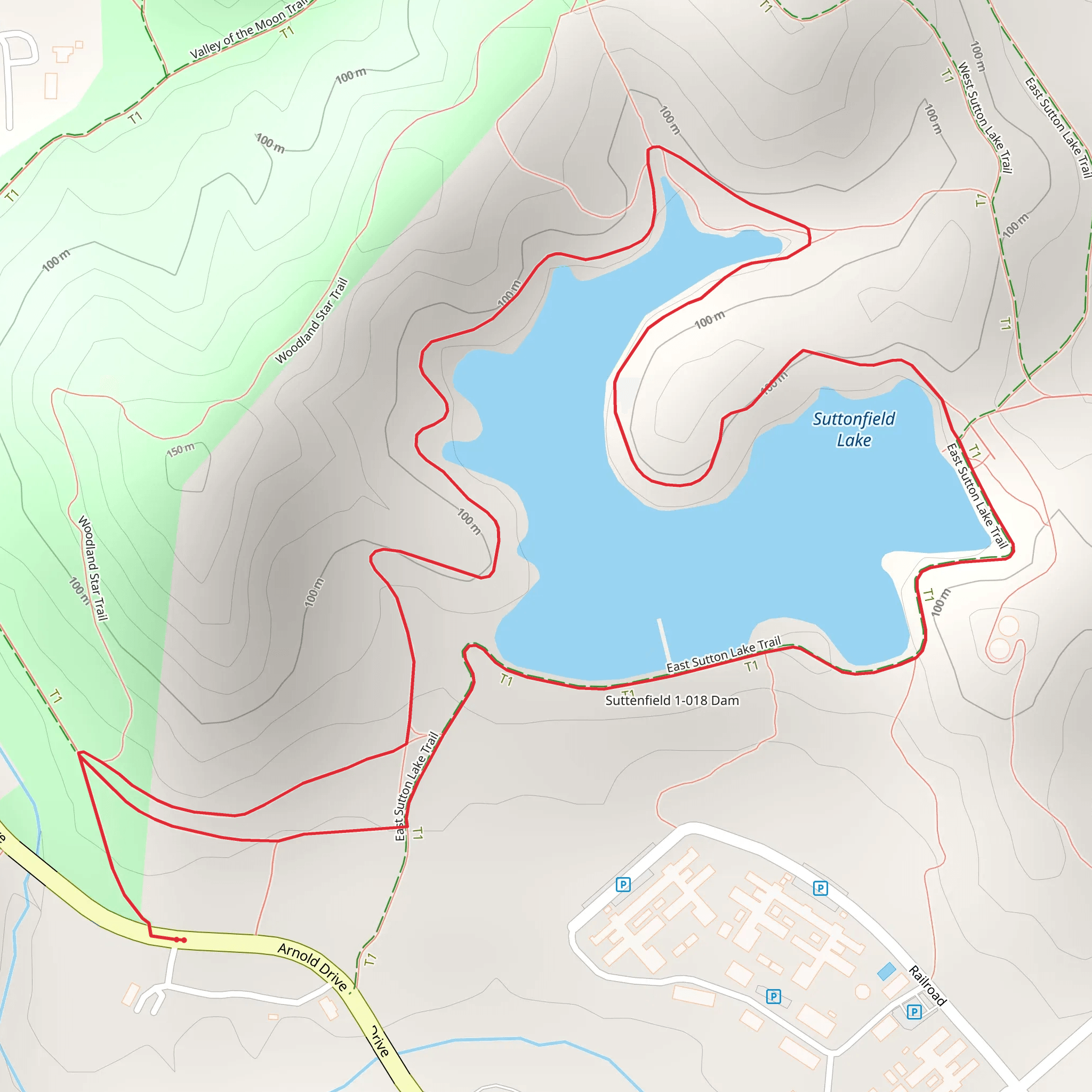 Suttonfield Lake via Suttonfield Trail mobile static map