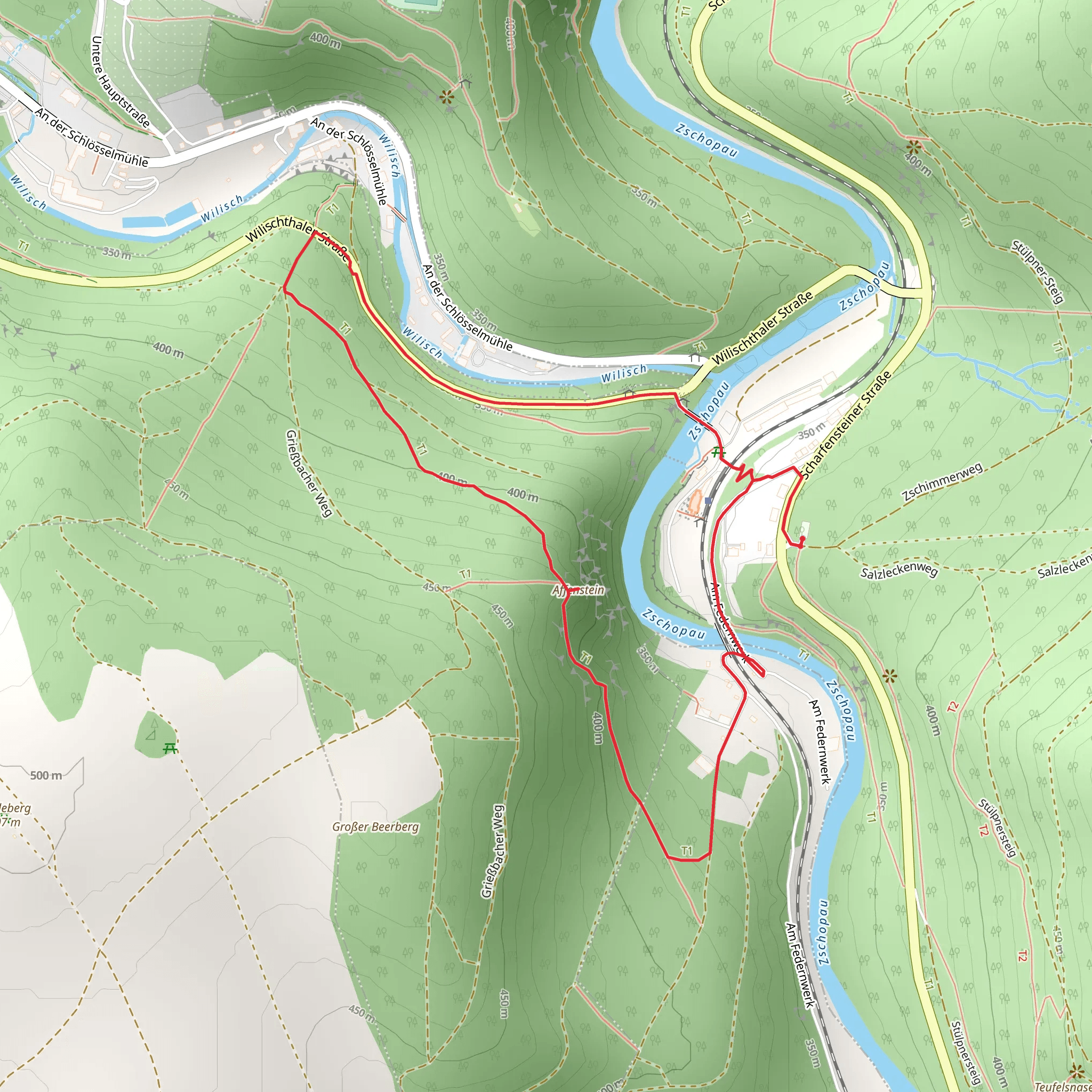 Affenstein Loop via Wilischthaler Straße mobile static map