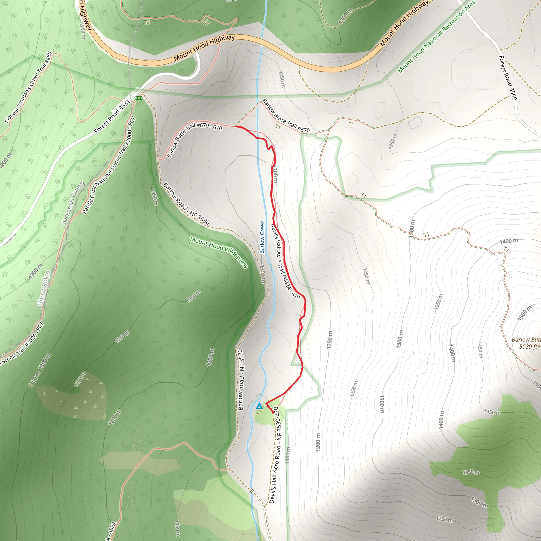 Barlow Creek Trail mobile static map