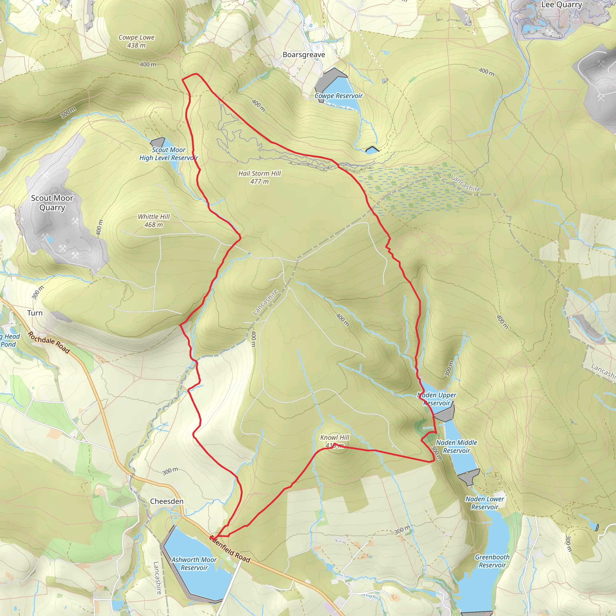 Naden Upper Reservoir and Knowl Hill Loop mobile static map