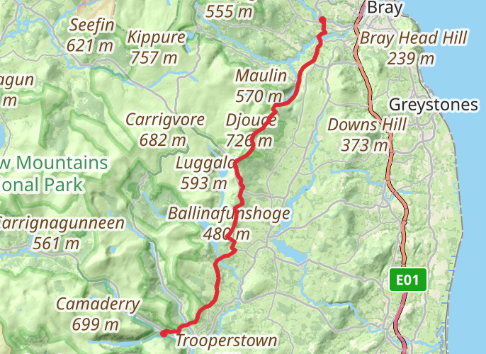 Enniskerry to Glendalough mobile static map