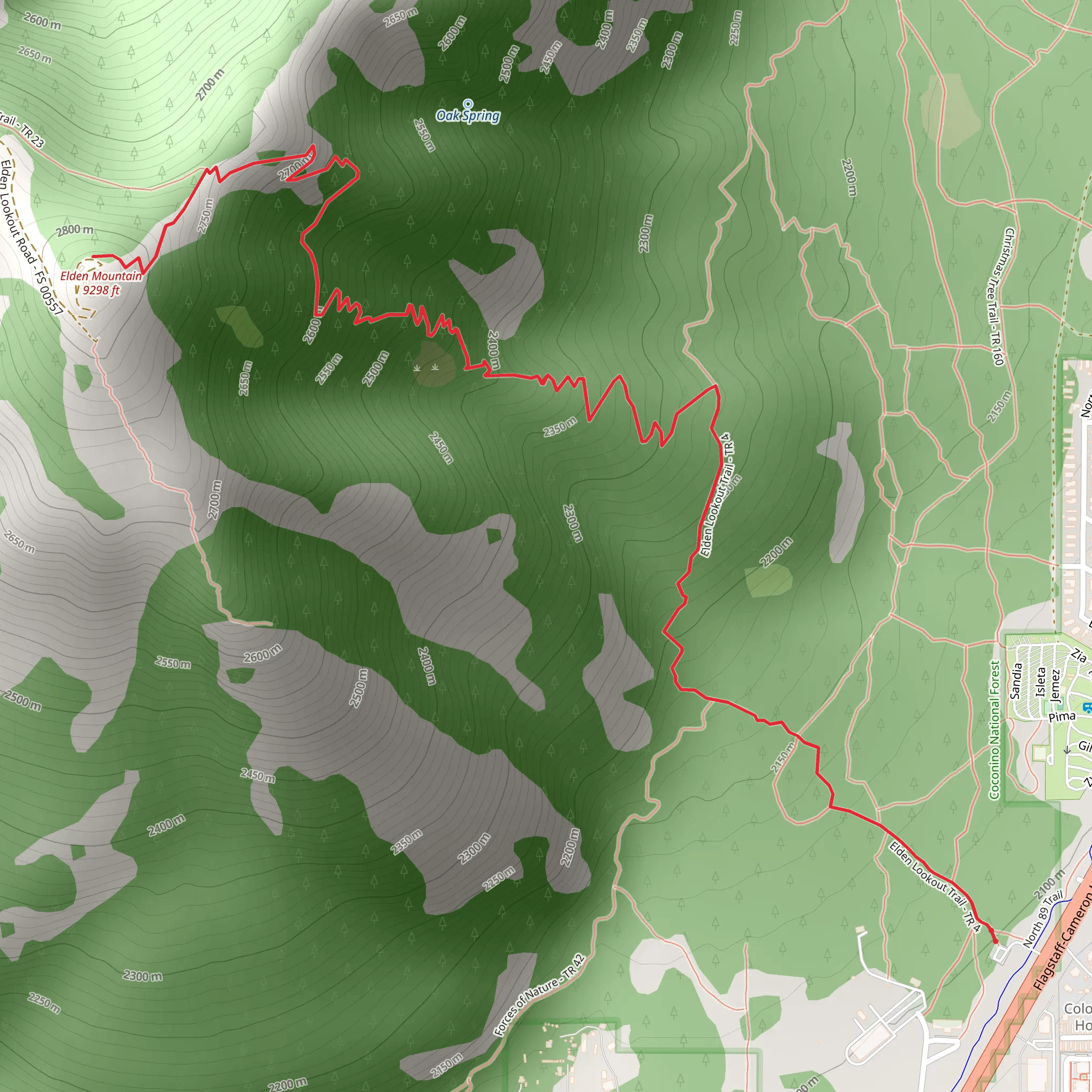 Elden Lookout Trail mobile static map