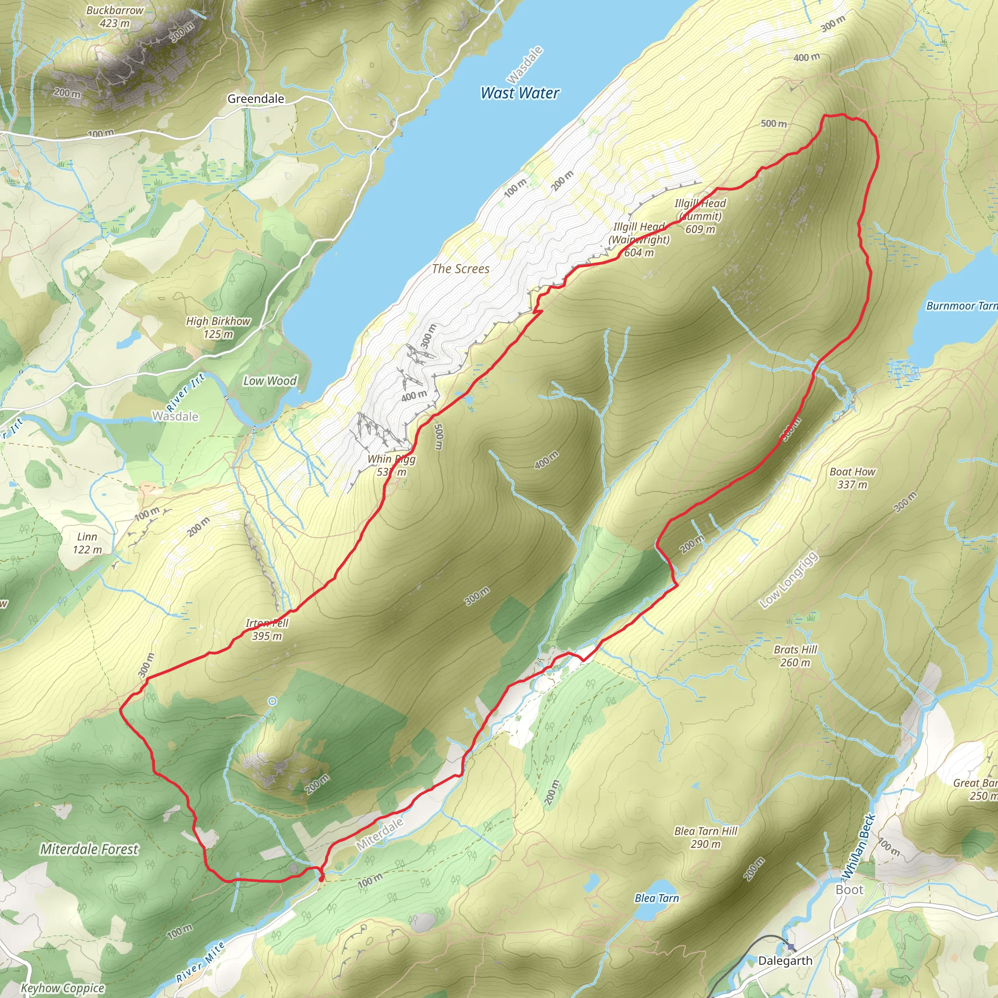 Irton Fell, Whin Rigg and Illgill Head Loop mobile static map