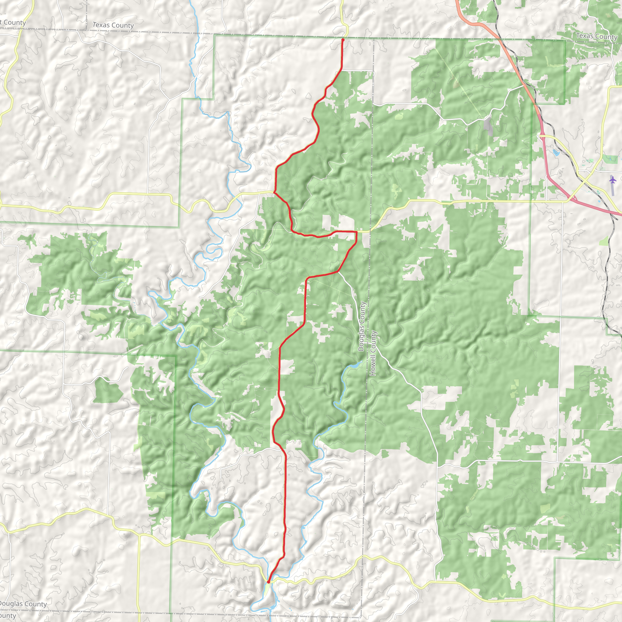 State Route AM to State Highway 14 mobile static map