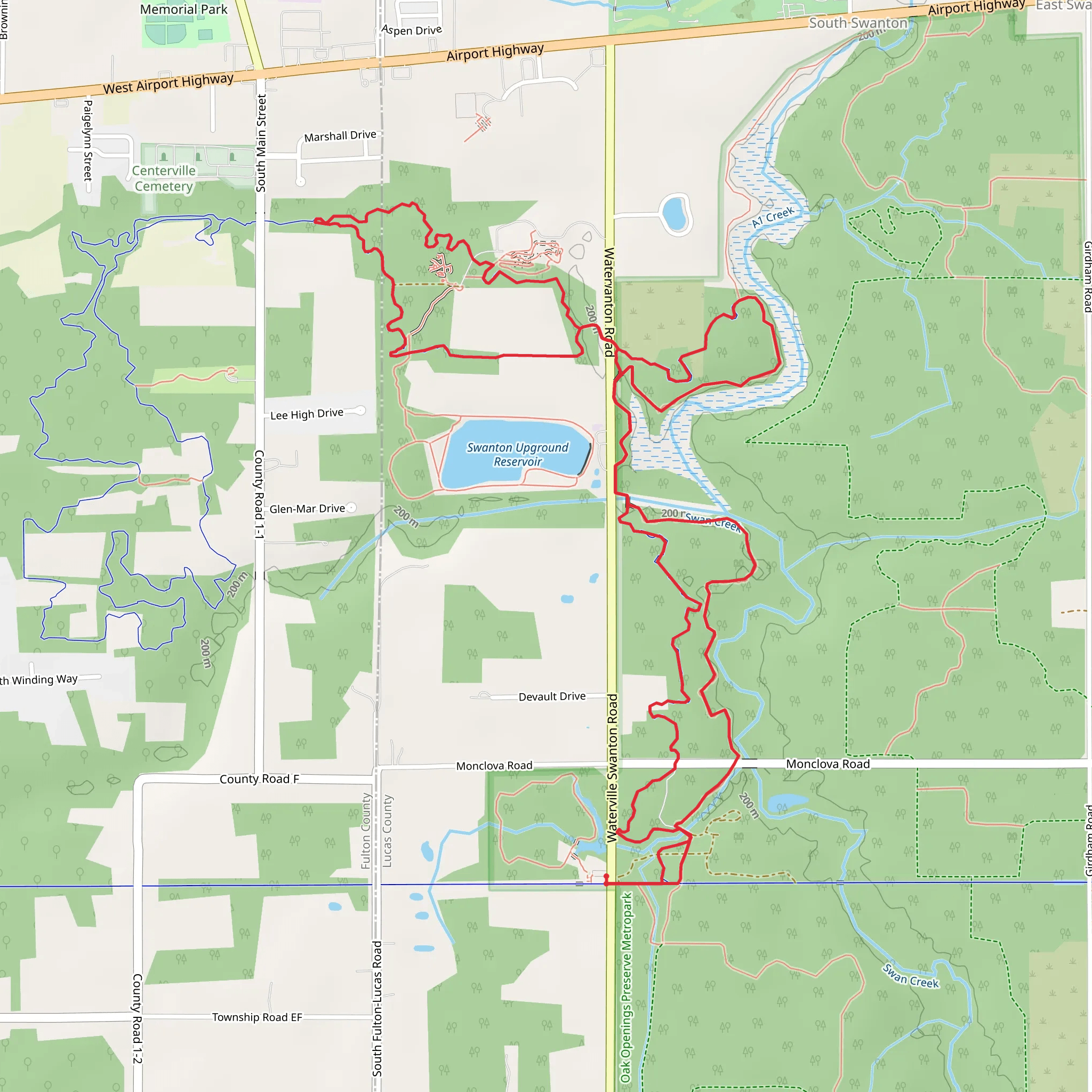 Blue Racer Trail, Oak Opening Trail and Hognose Loop Trail mobile static map