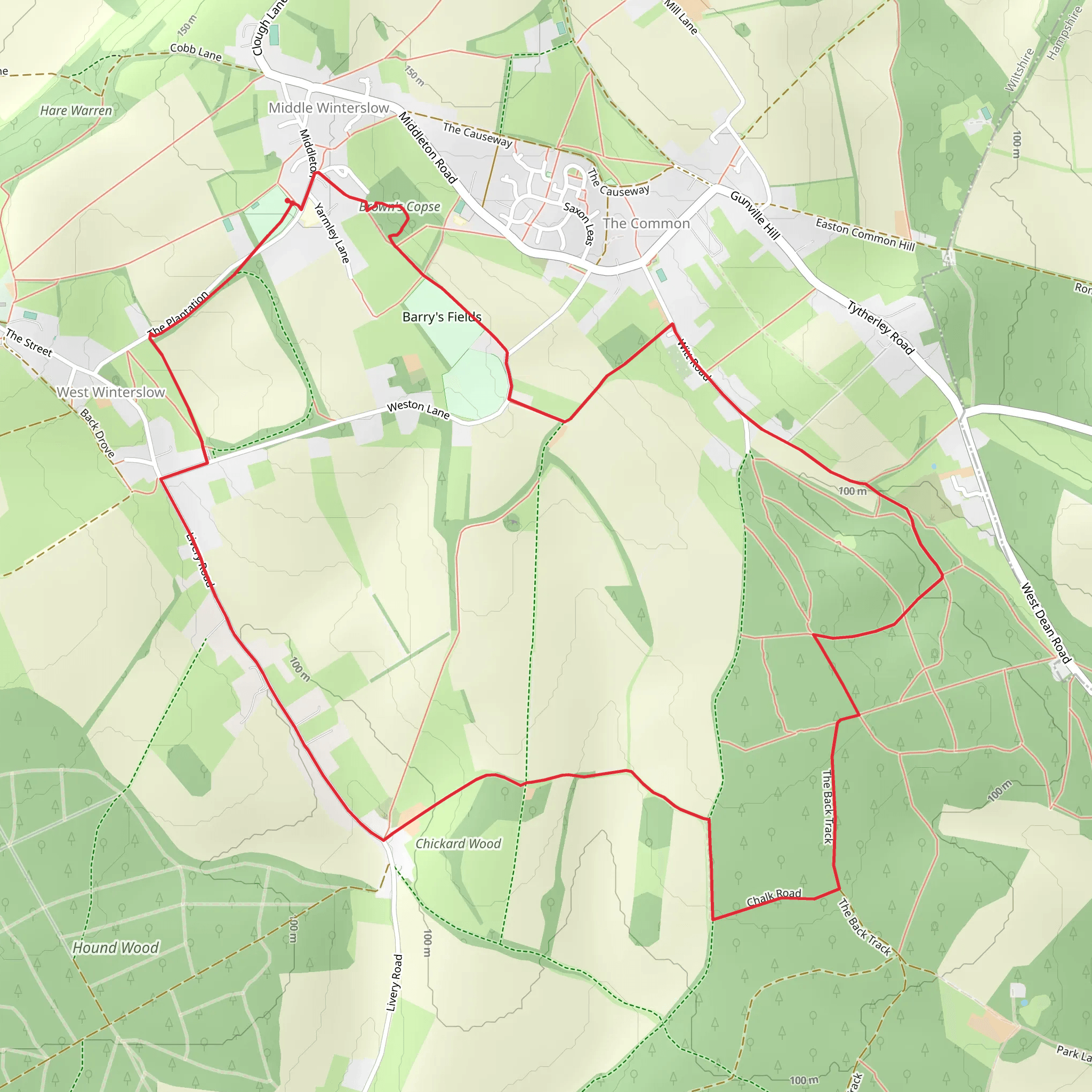 Brown's Copse, Richwellsted Copse and Bentley Wood Loop mobile static map