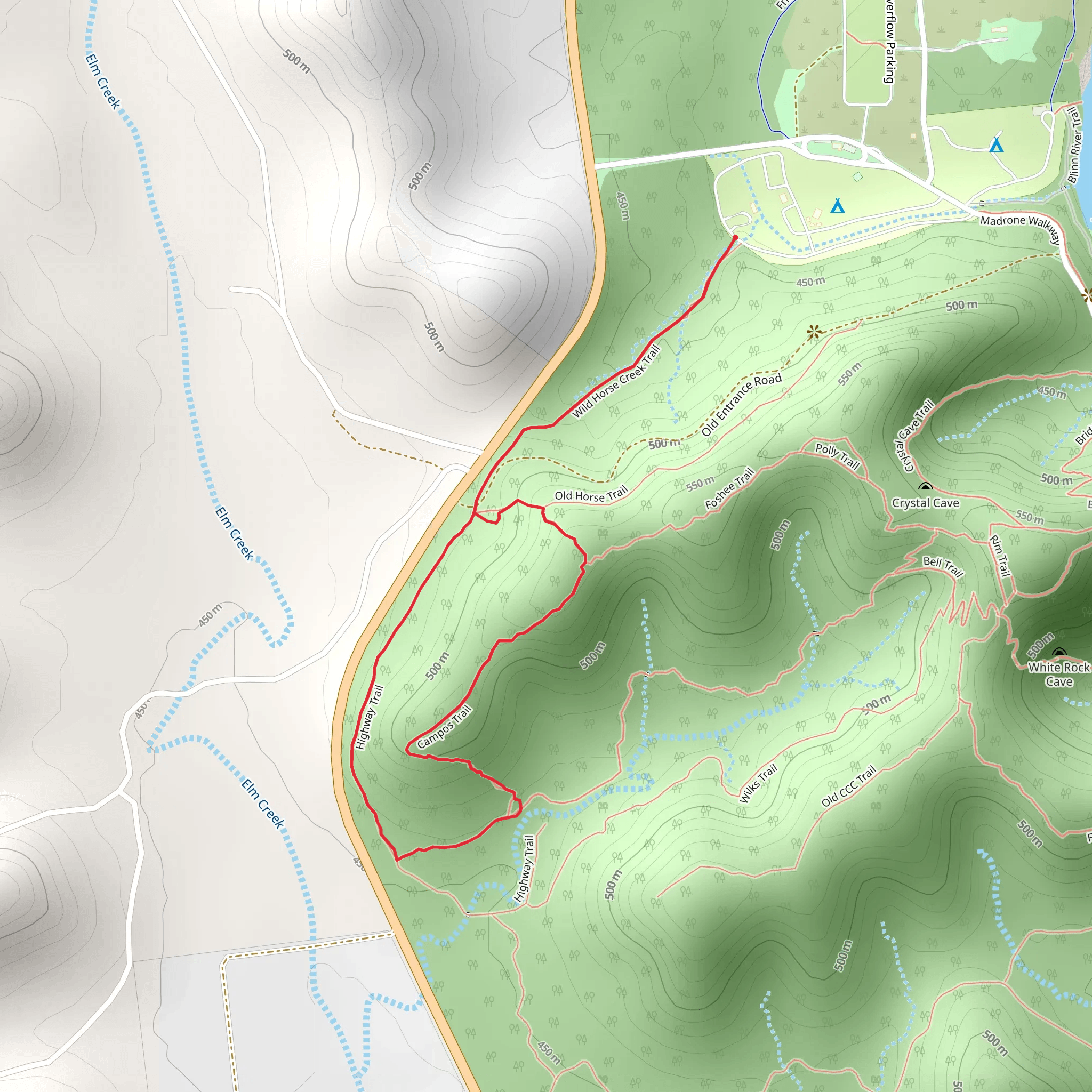 Highway and Campos Loop Trail mobile static map