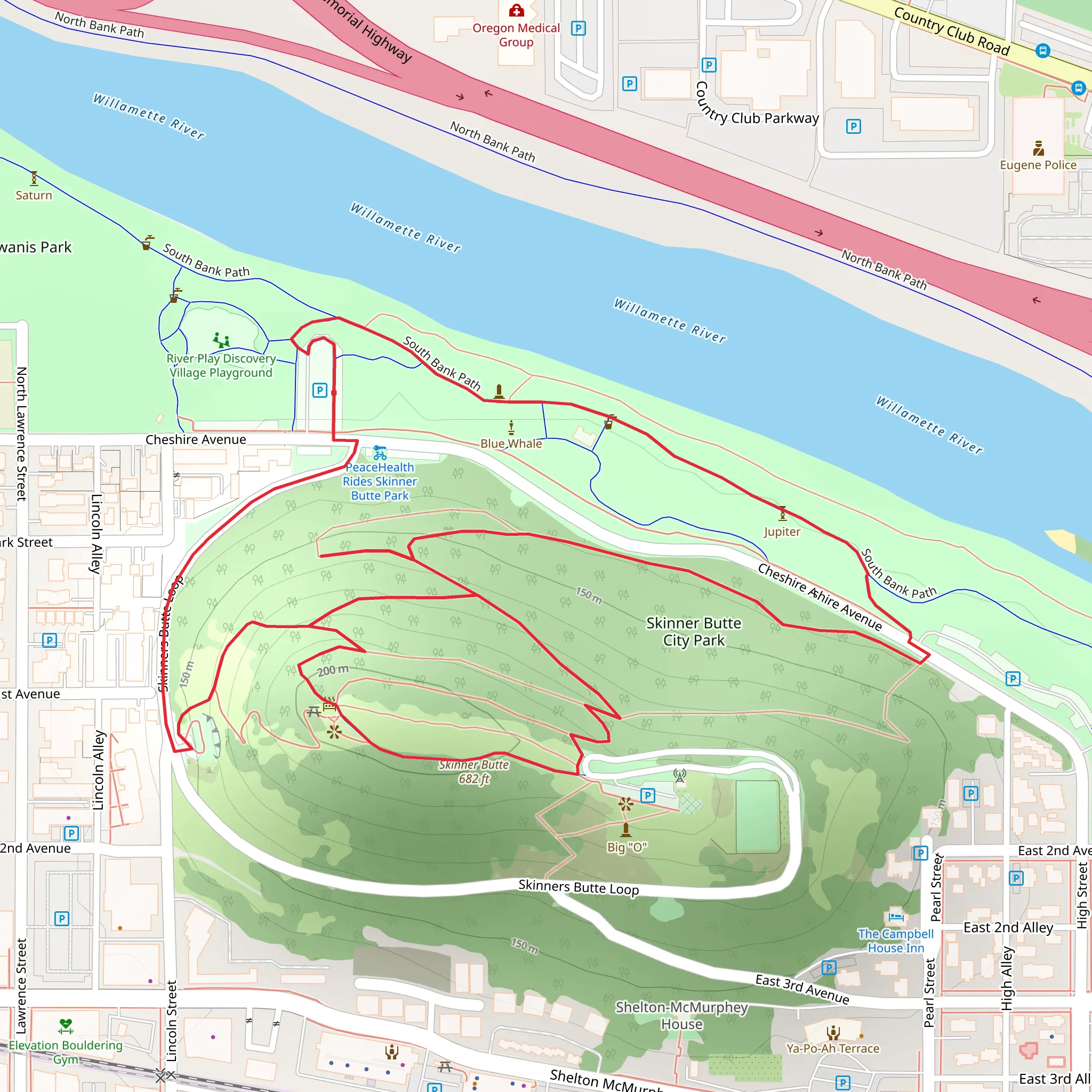 Skinner Butte City Park Loop mobile static map