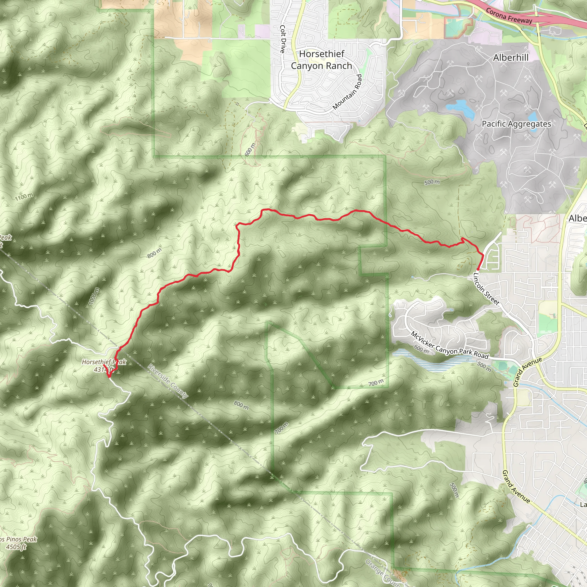 Horsethief Peak via East Horsethief Trail mobile static map