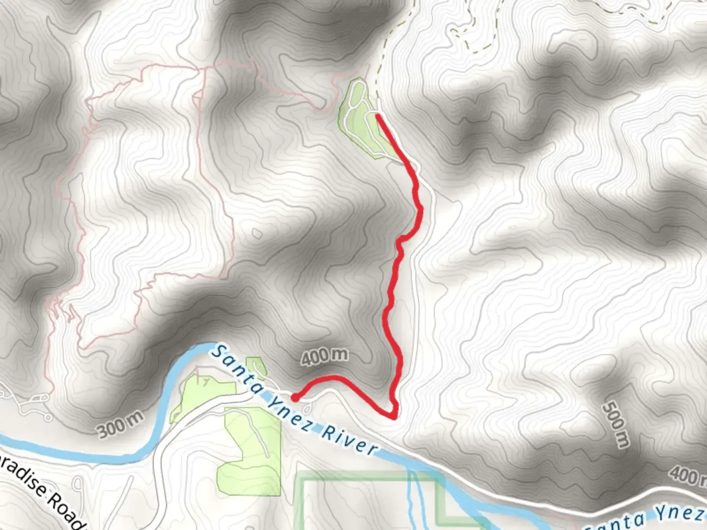 An image depicting the trail Upper Oso Campground via Lower Oso to Upper Oso Trail and its surrounding area.