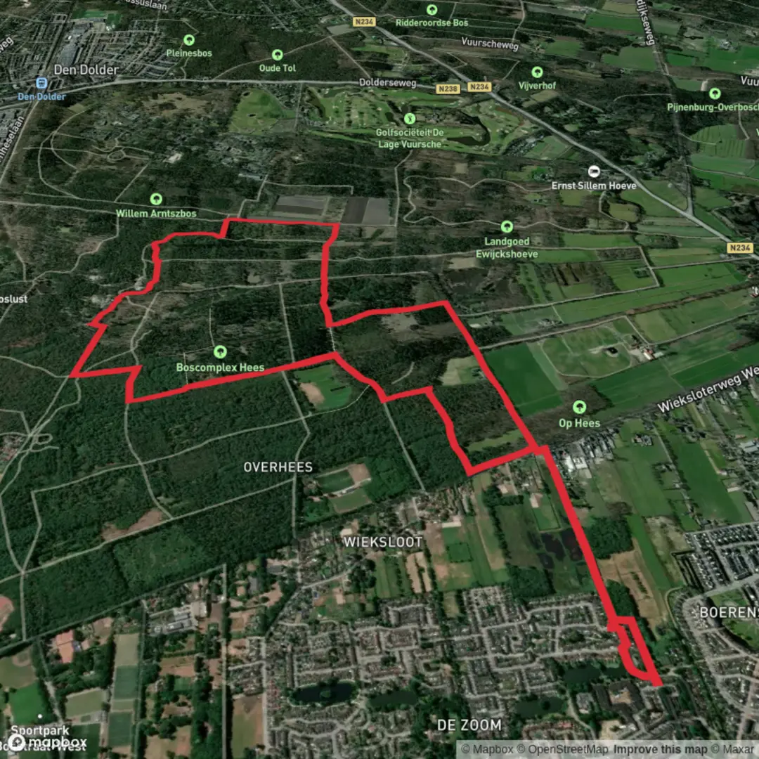An image depicting the trail Soesterveen and Pijnenburg Loop and its surrounding area.