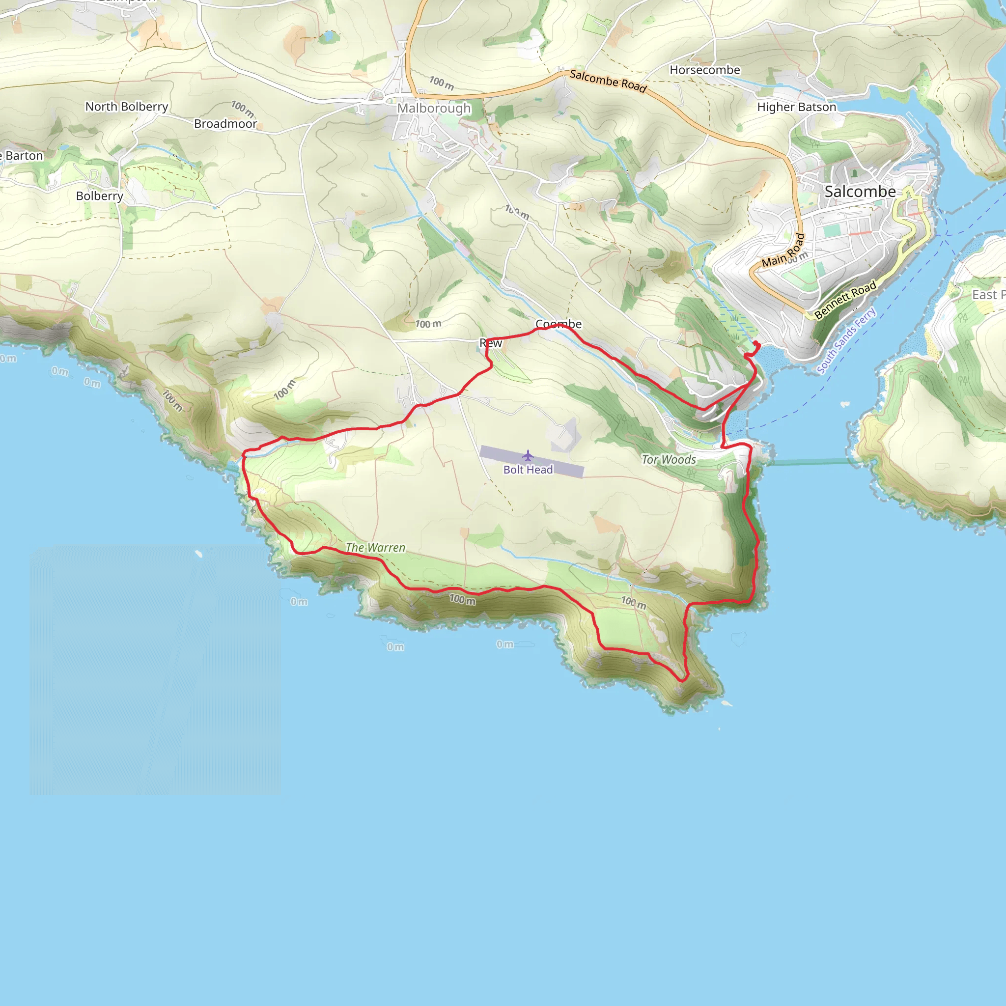 Salcombe and Soar Mill Cove mobile static map