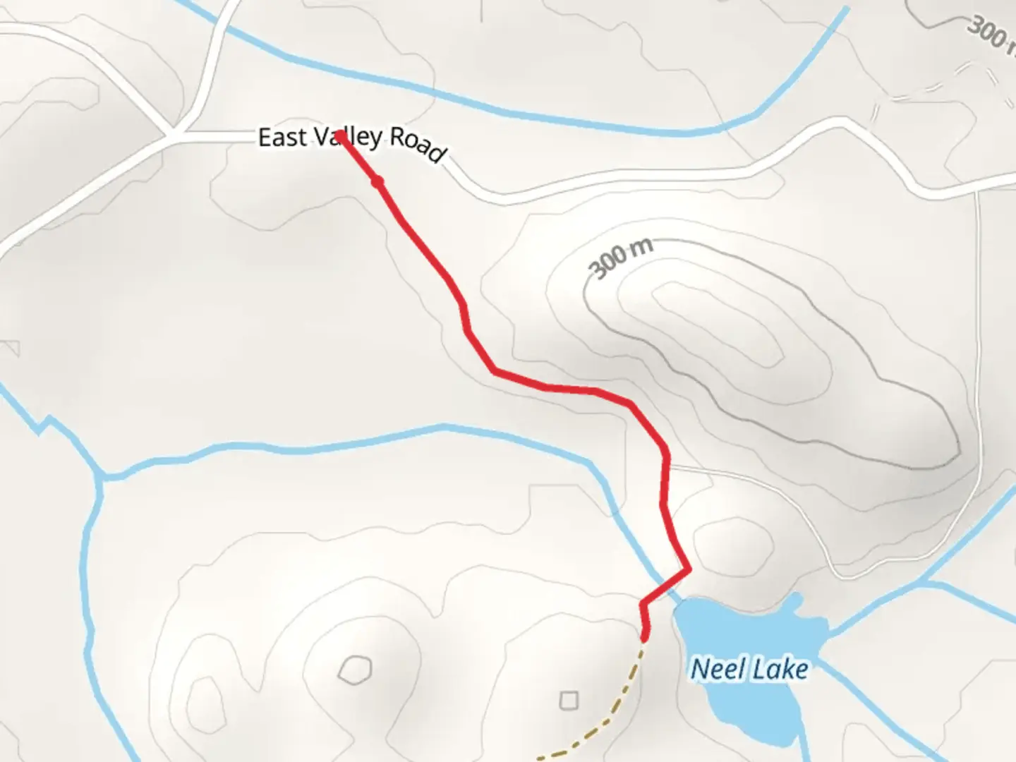 An image depicting the trail Neel Lake and its surrounding area.