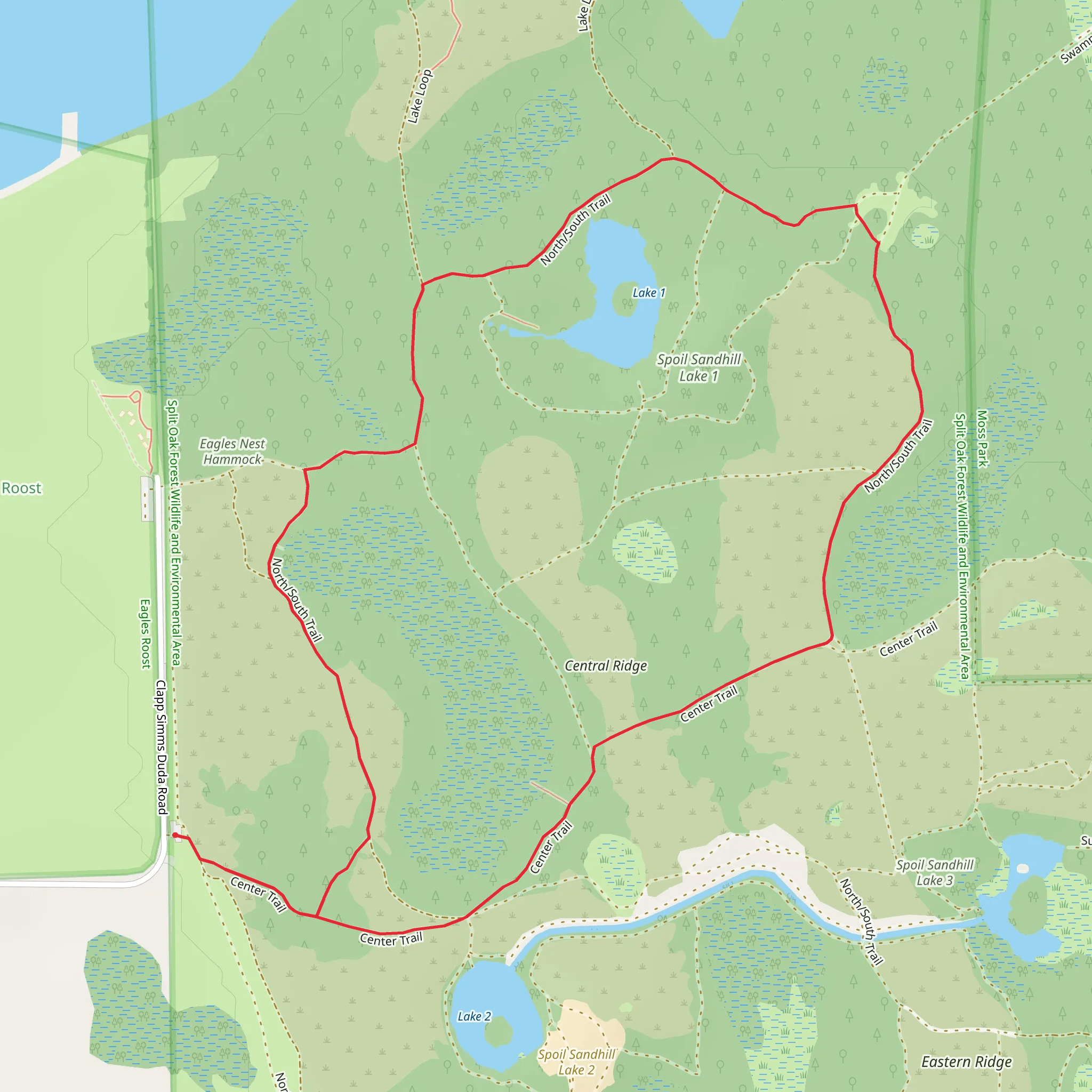 Center Trail and North-South Trail Loop mobile static map