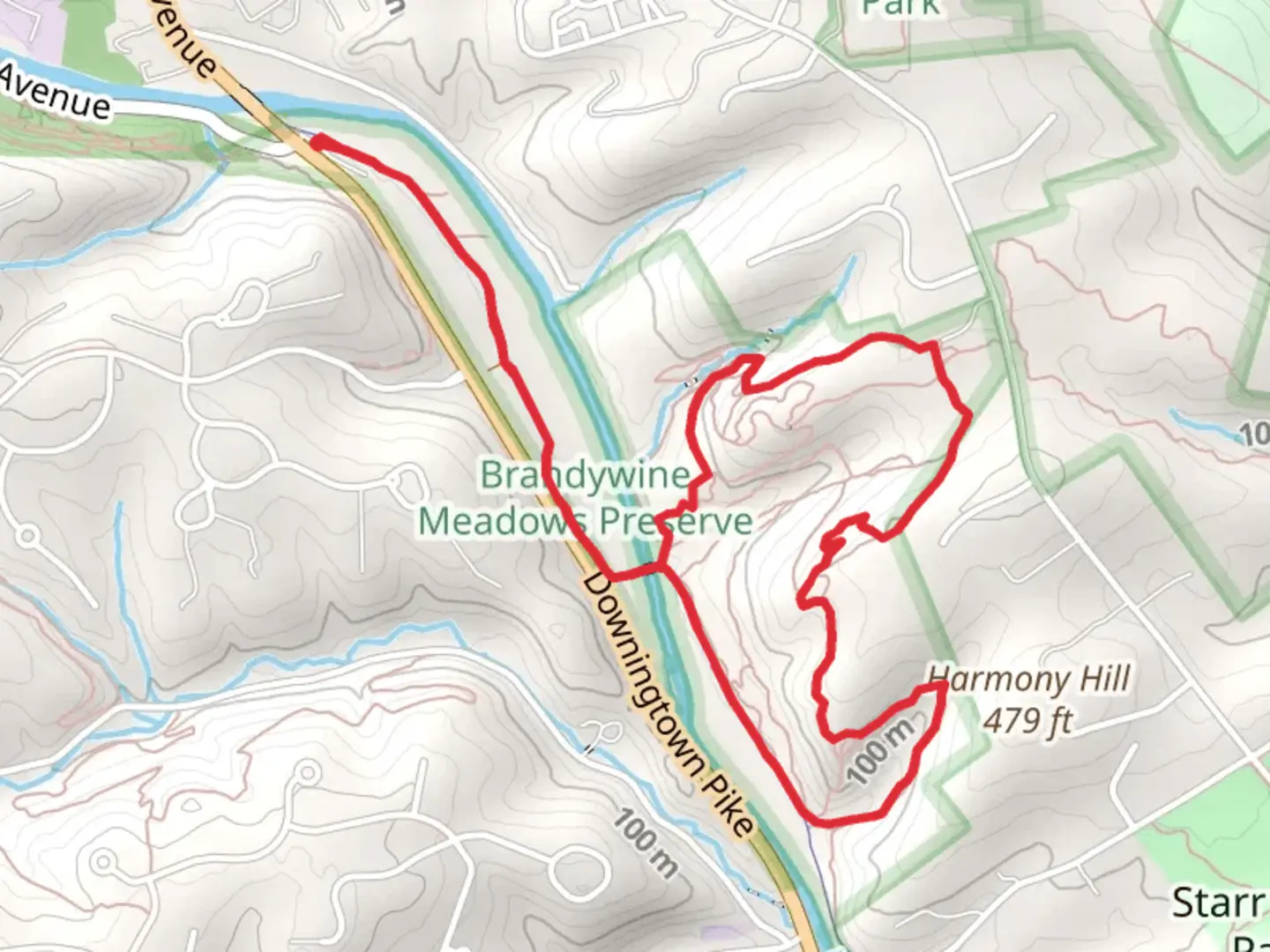 An image depicting the trail East Branch Brandywine Creek Loop and its surrounding area.