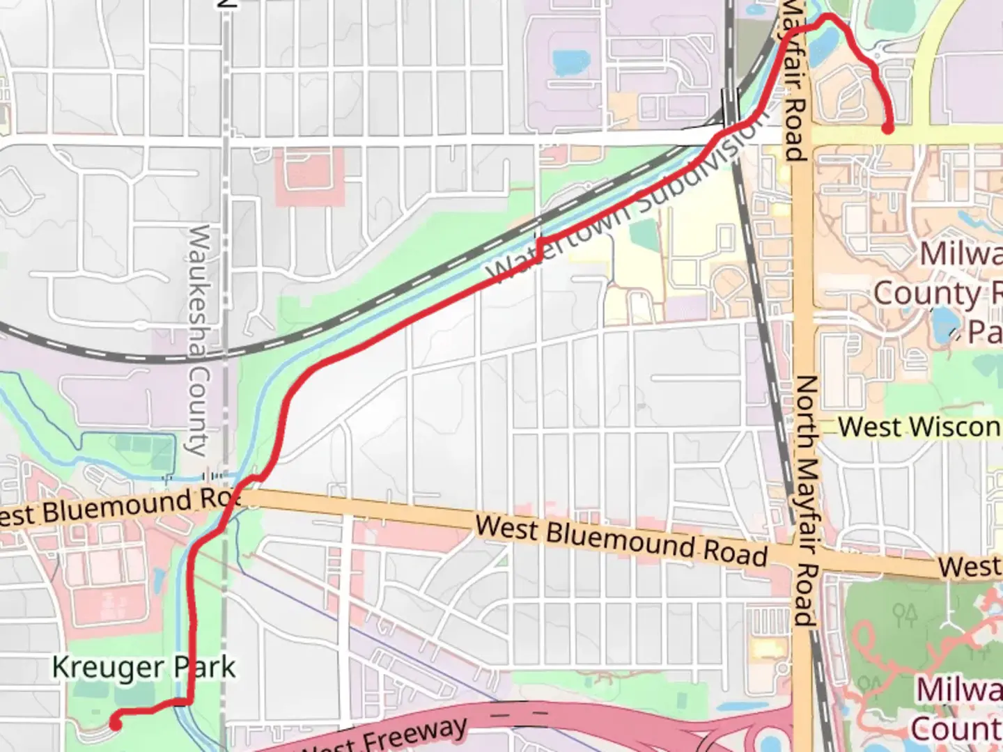 An image depicting the trail Walk along Underwood Creek and its surrounding area.