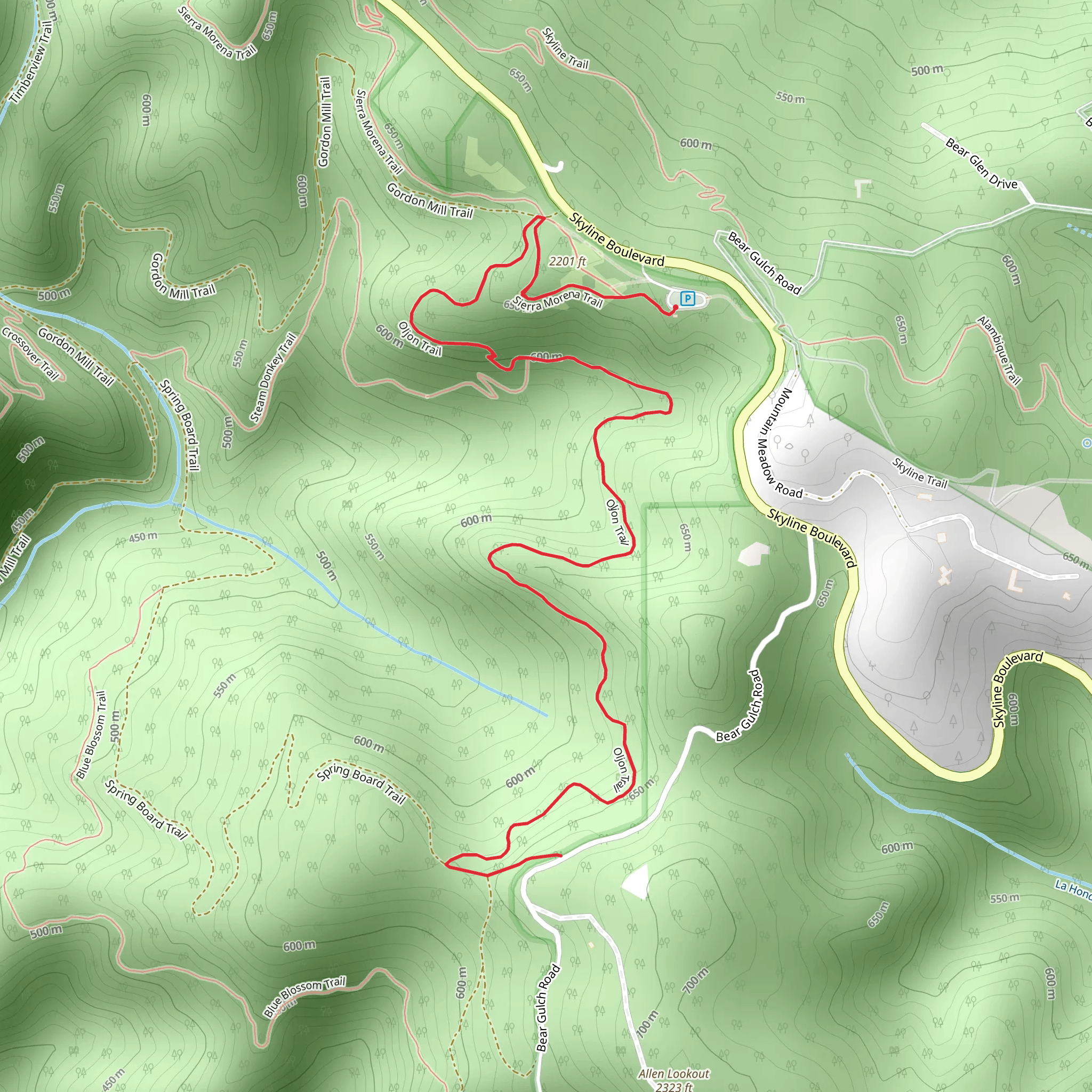 Oljon Trail mobile static map