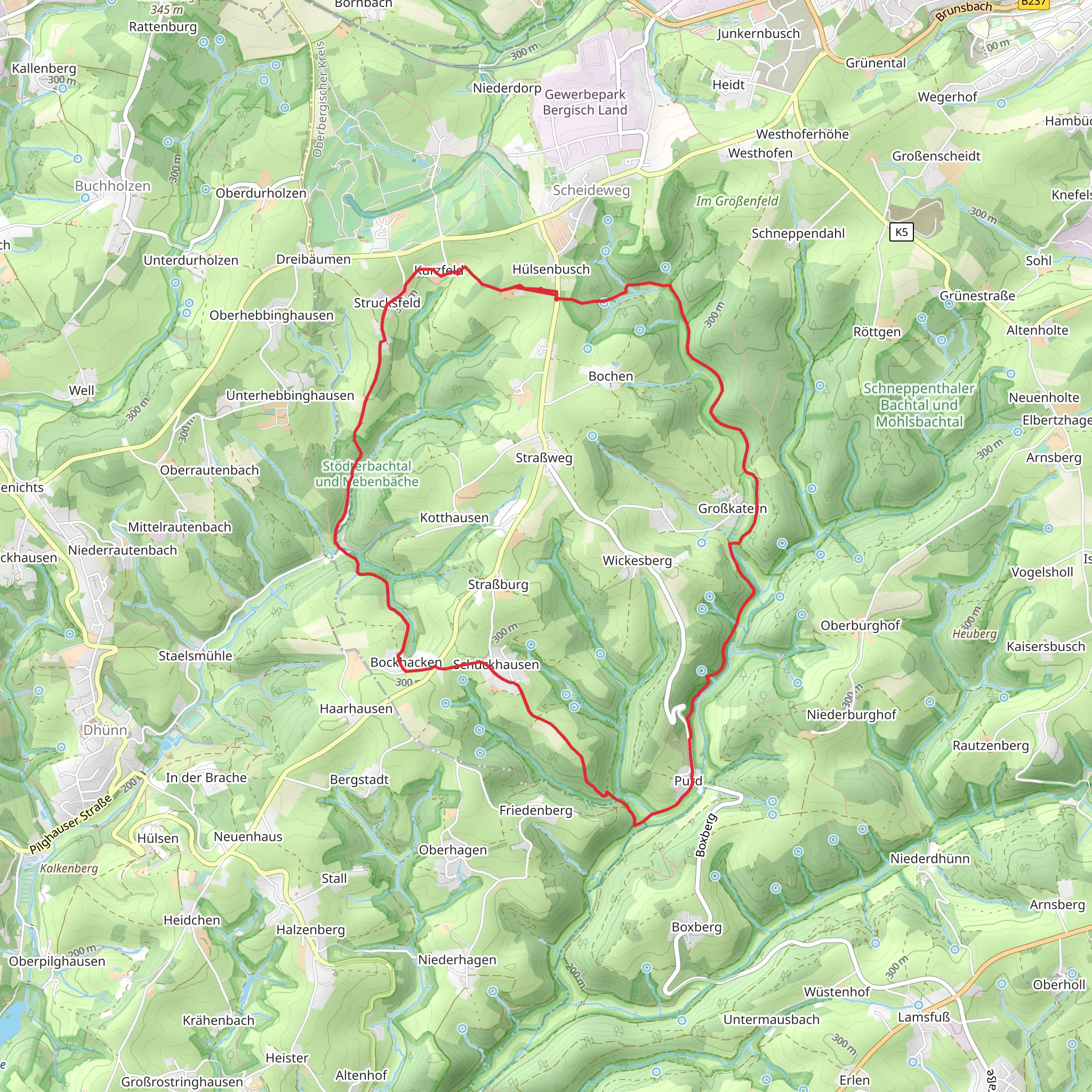 Bergischer Panoramasteig and A3 Wasserquintett mobile static map