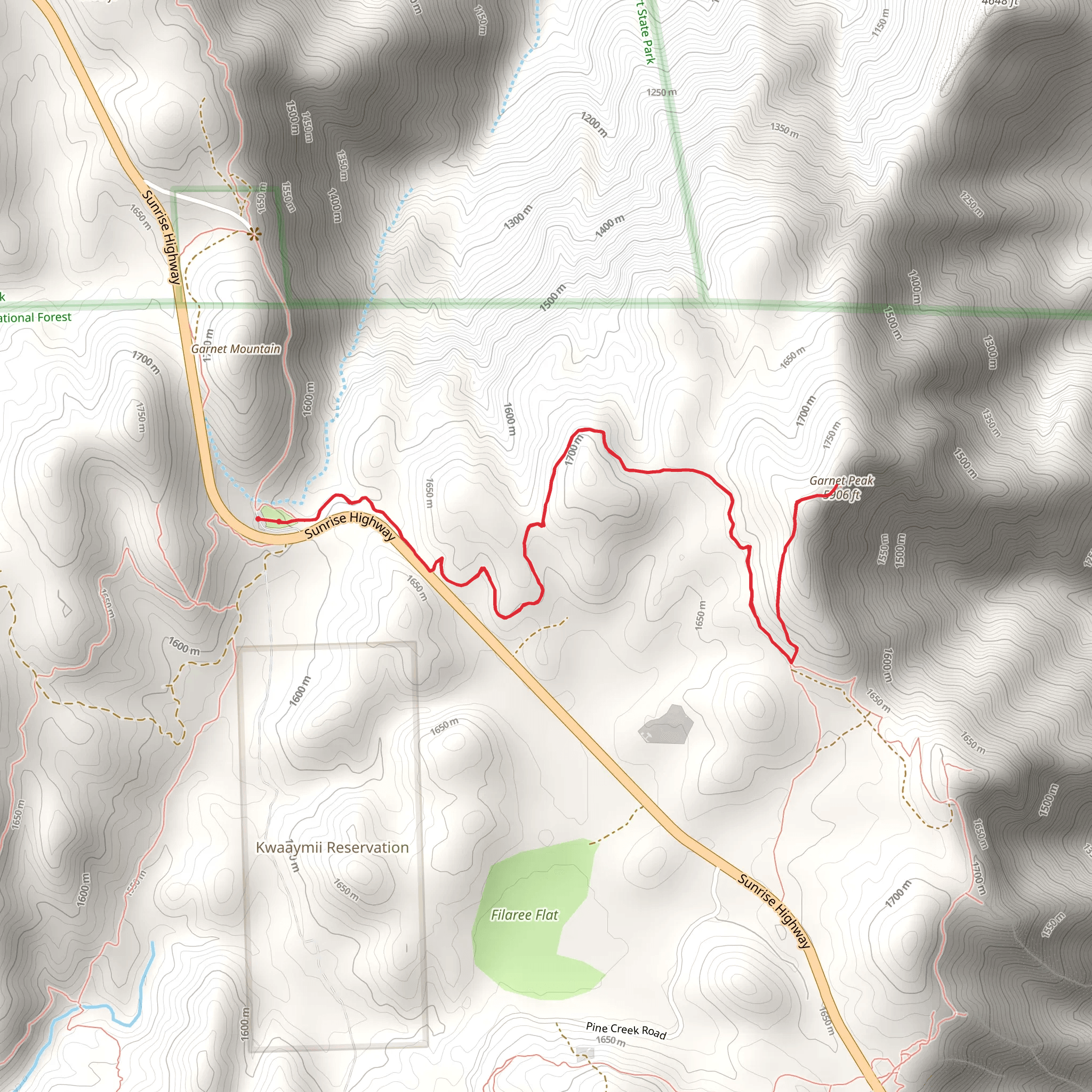Garnet Peak via Pacific Crest Trail mobile static map