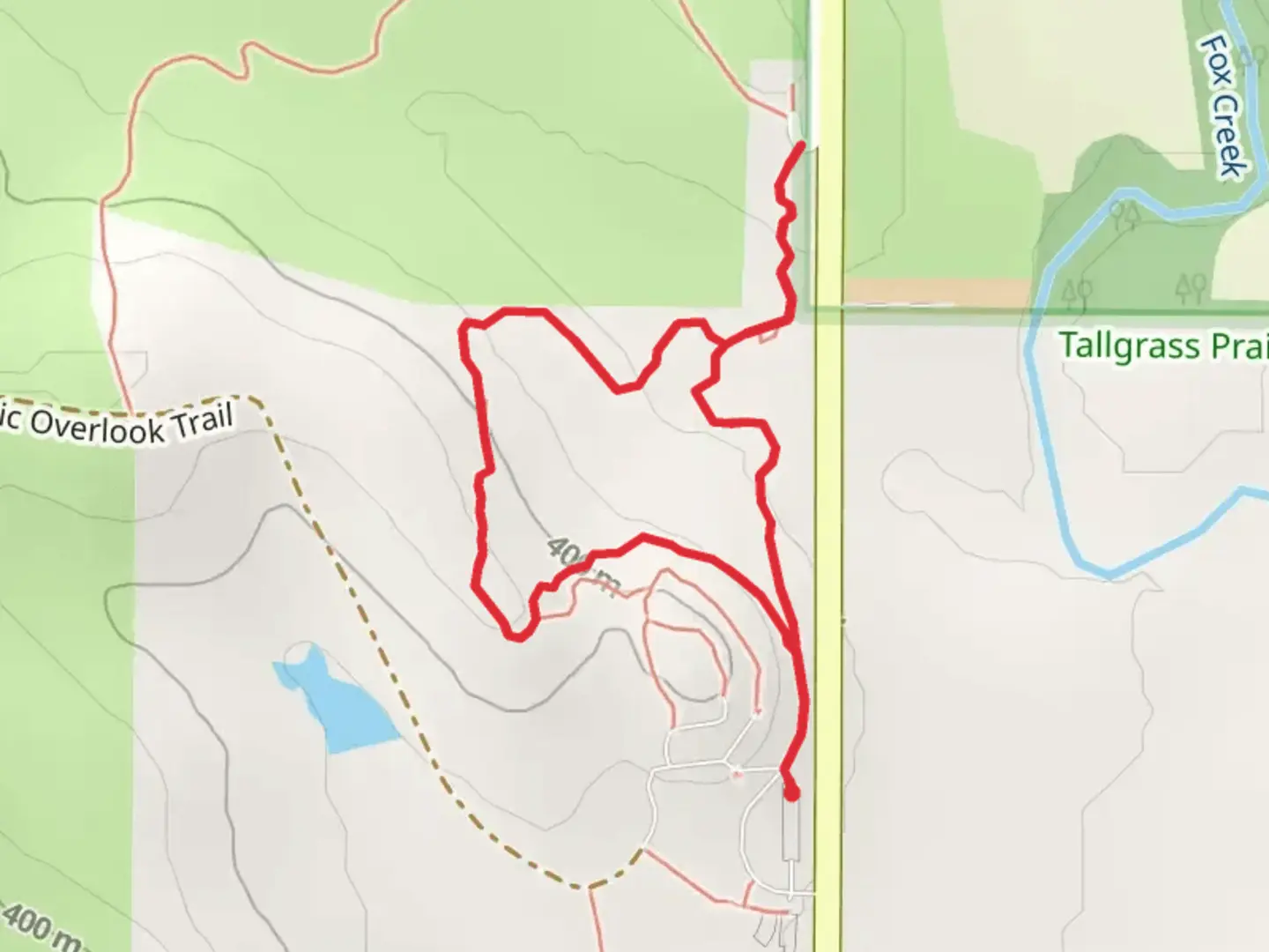 An image depicting the trail Tallgrass Prairie Preserve Loop and its surrounding area.