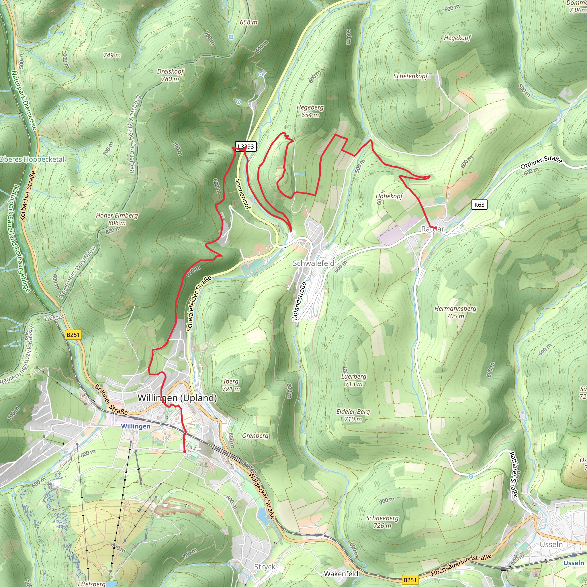 Willingen to Rattlar Walk mobile static map