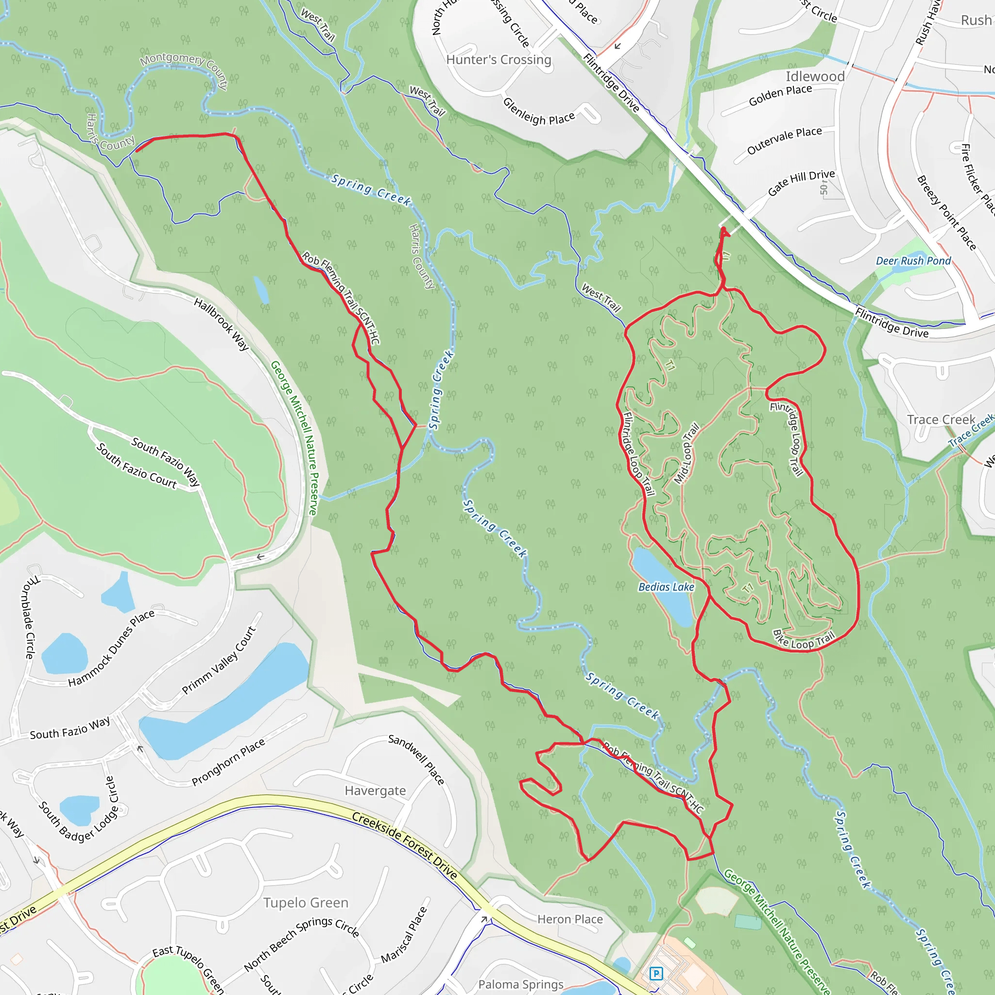 Fitness, Spring Creek Nature and Road Runner Loop Trail mobile static map