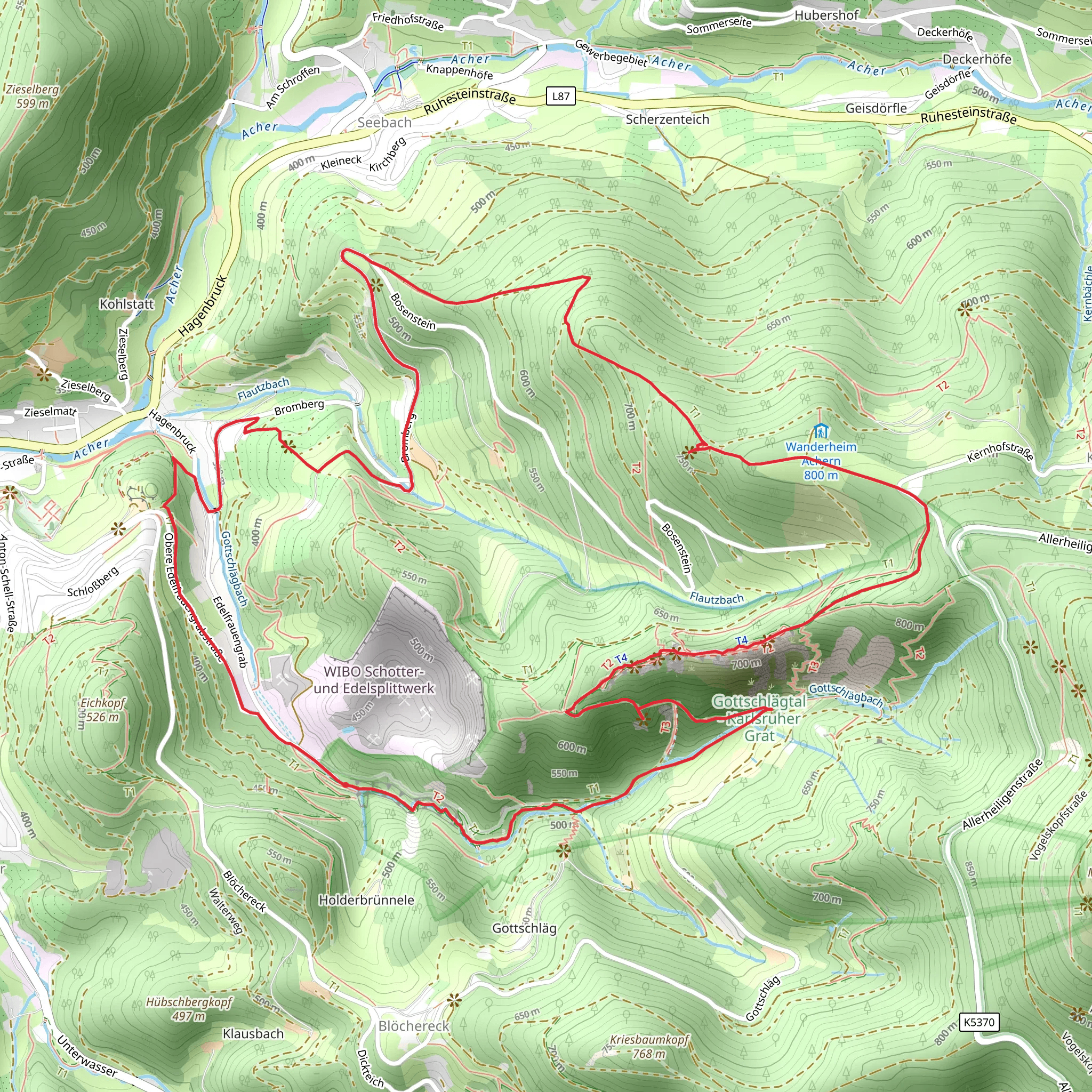 Herrenschrofen, Schnapsbrunnen and Brennte Schrofen via Karlsruher Grat mobile static map