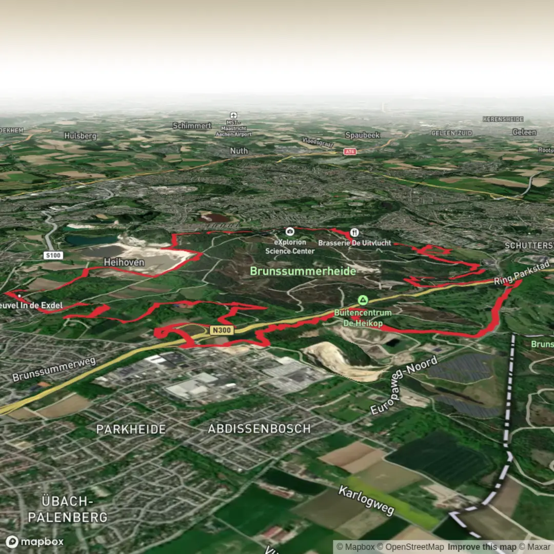 An image depicting the trail Heksenberg, Koffiepoel and Grafheuvels Loop and its surrounding area.