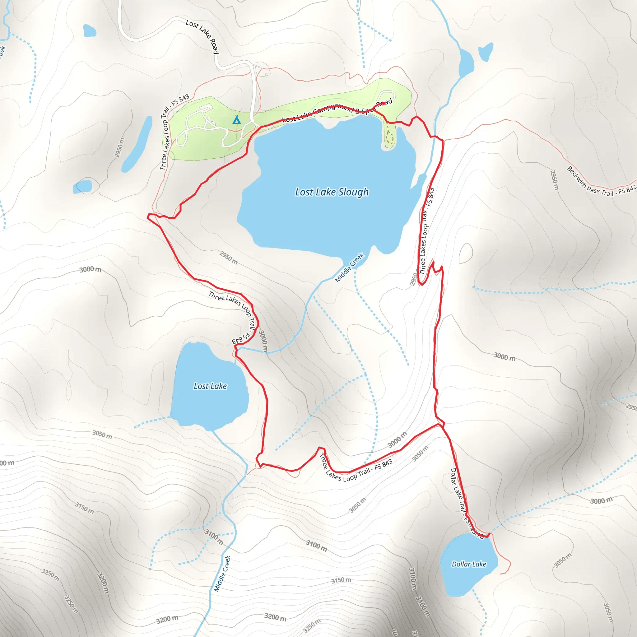 Lost Lake Slough, Lost Lake and Dollar Lake Loop Trail mobile static map