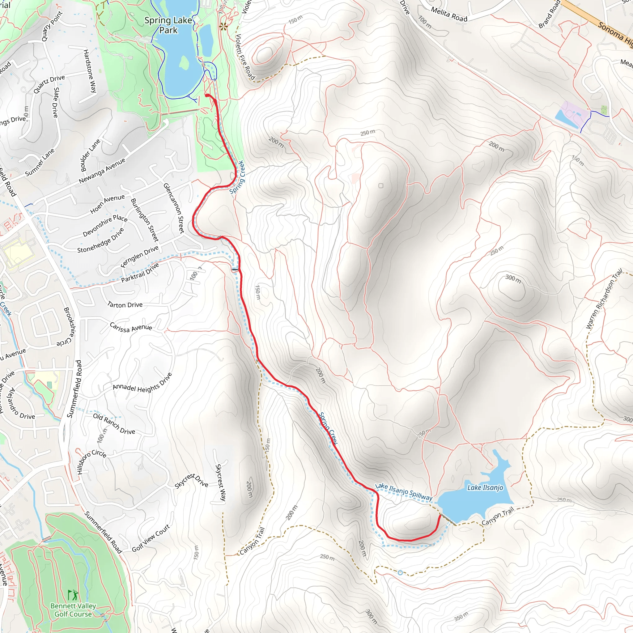 Lake Ilsanjo via Spring Creek Out and Back mobile static map