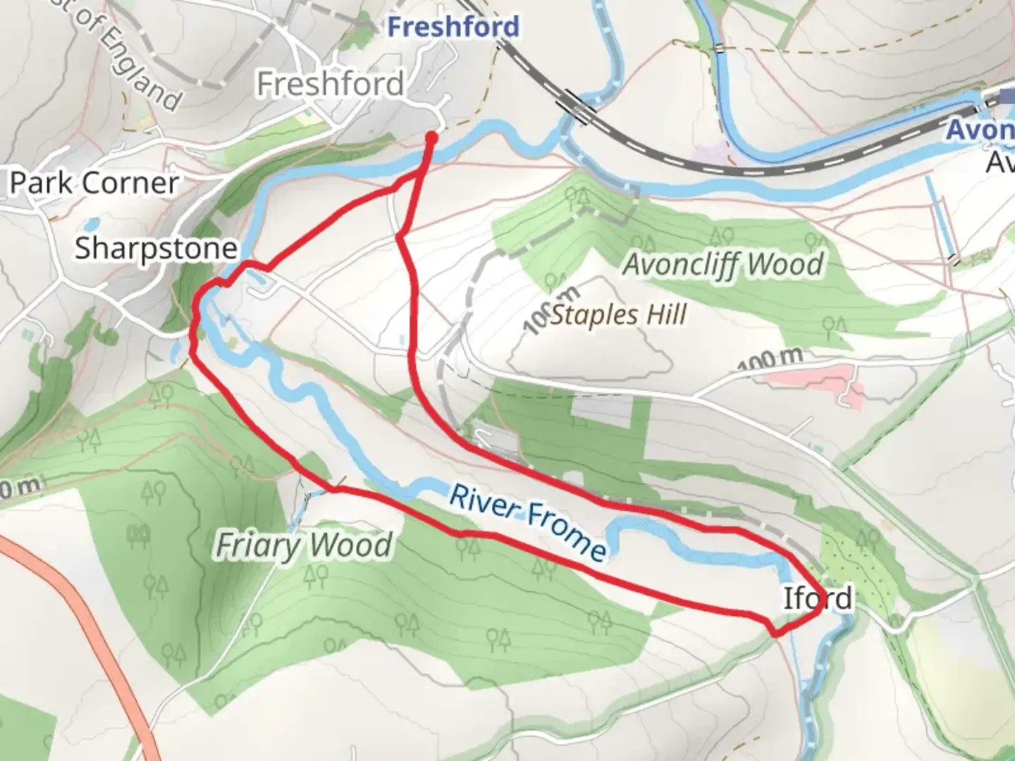 An image depicting the trail River Frome Loop - Freshford and its surrounding area.