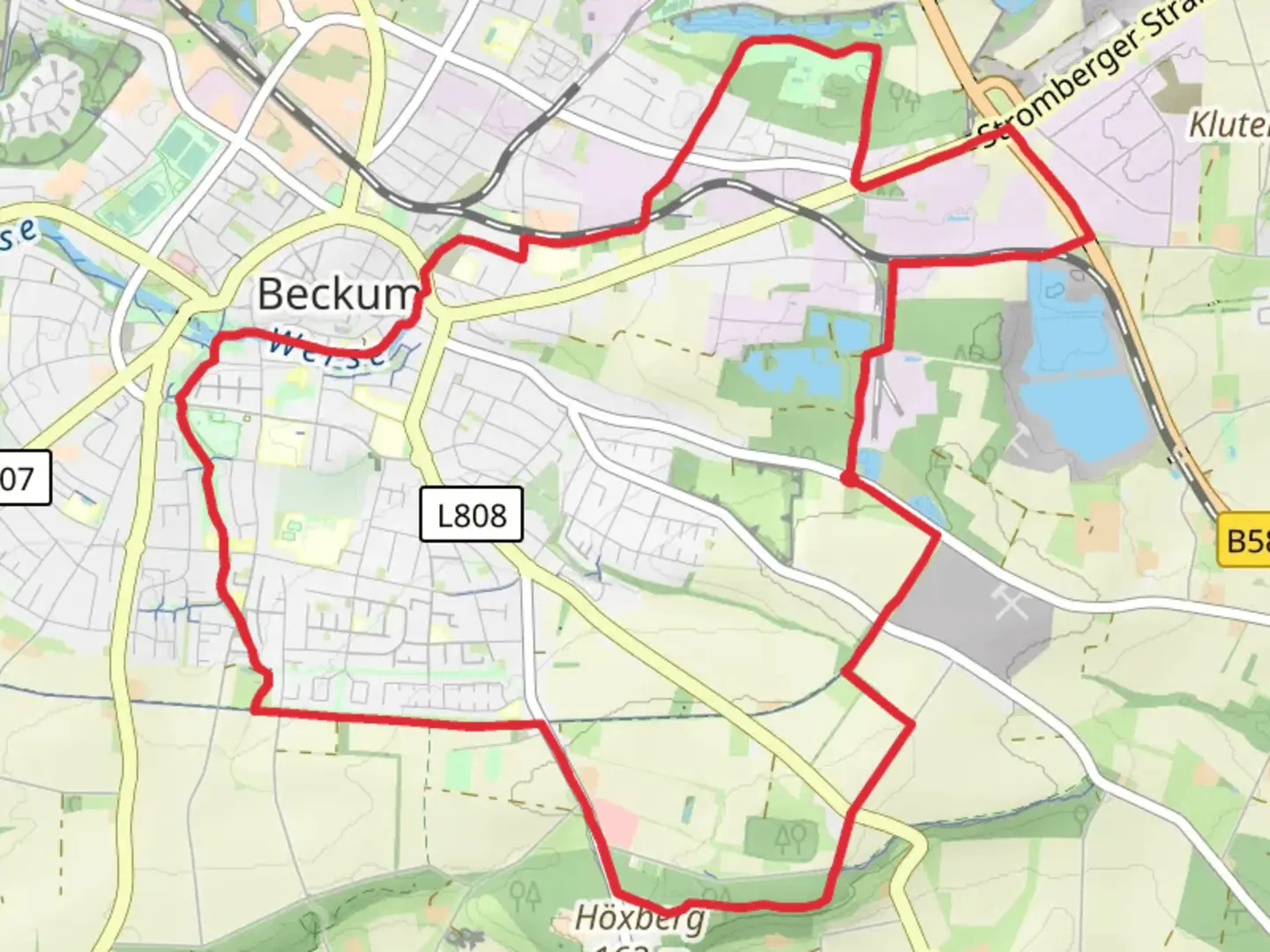 An image depicting the trail Bad Laer Lippborg and its surrounding area.