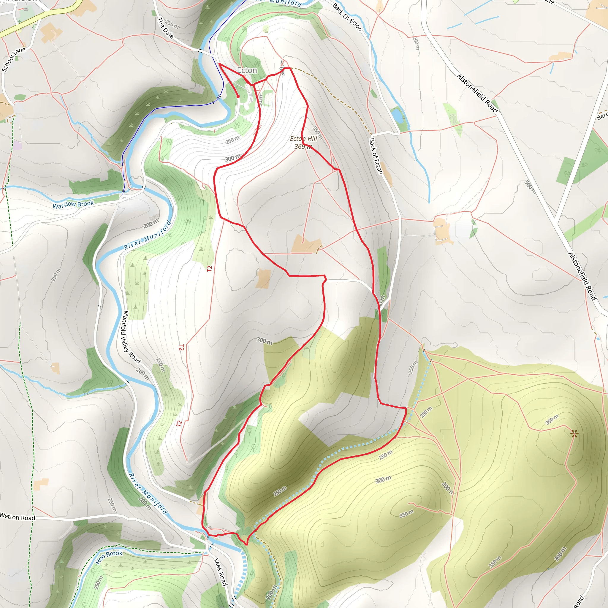 Ecton - Top of Ecton and Wetton Mill mobile static map