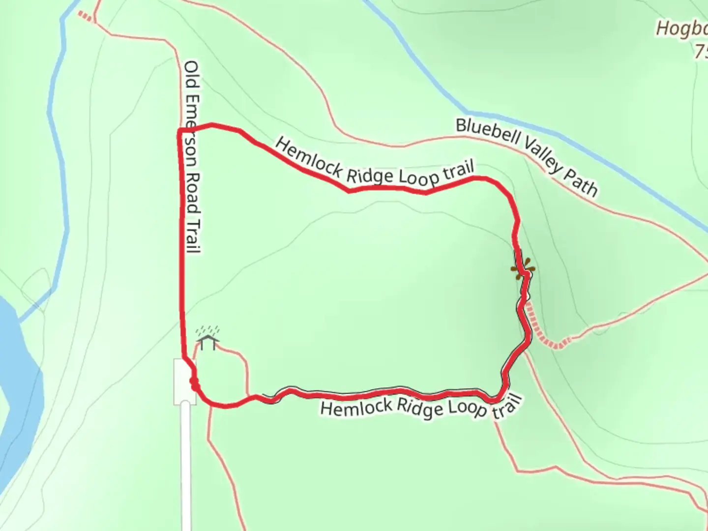 An image depicting the trail Hemlock Ridge Loop Trail and its surrounding area.